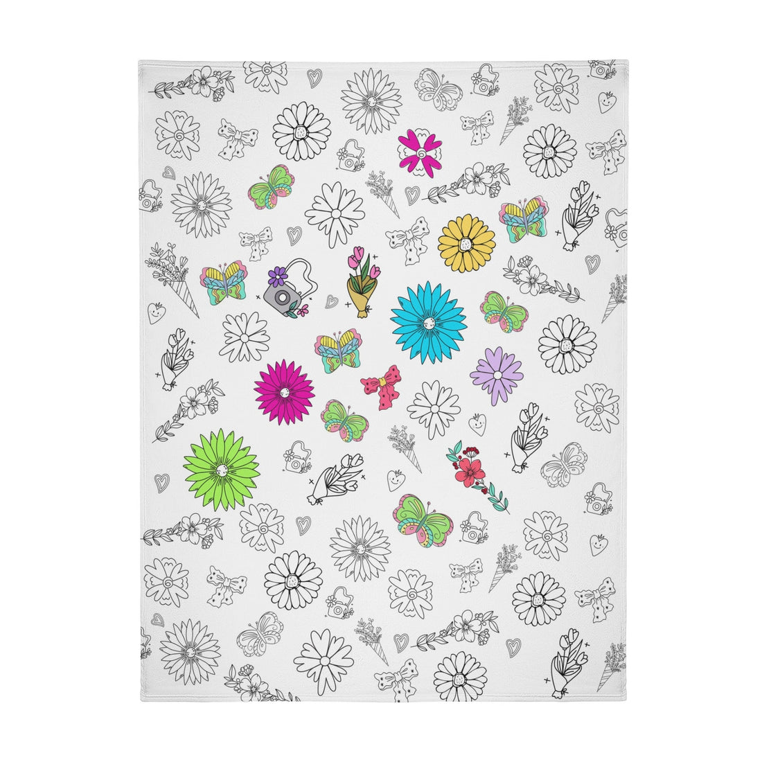Children's Coloring Flower And Plant Blanket??- Gifts for Kids