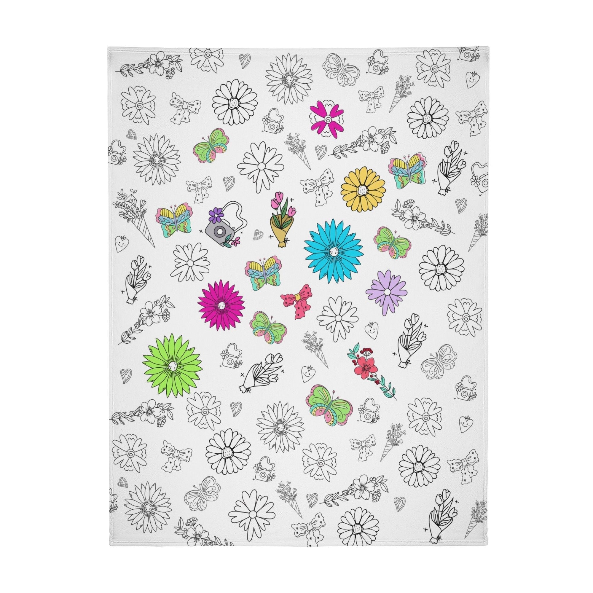 Children's Coloring Flower And Plant Blanket??- Gifts for Kids