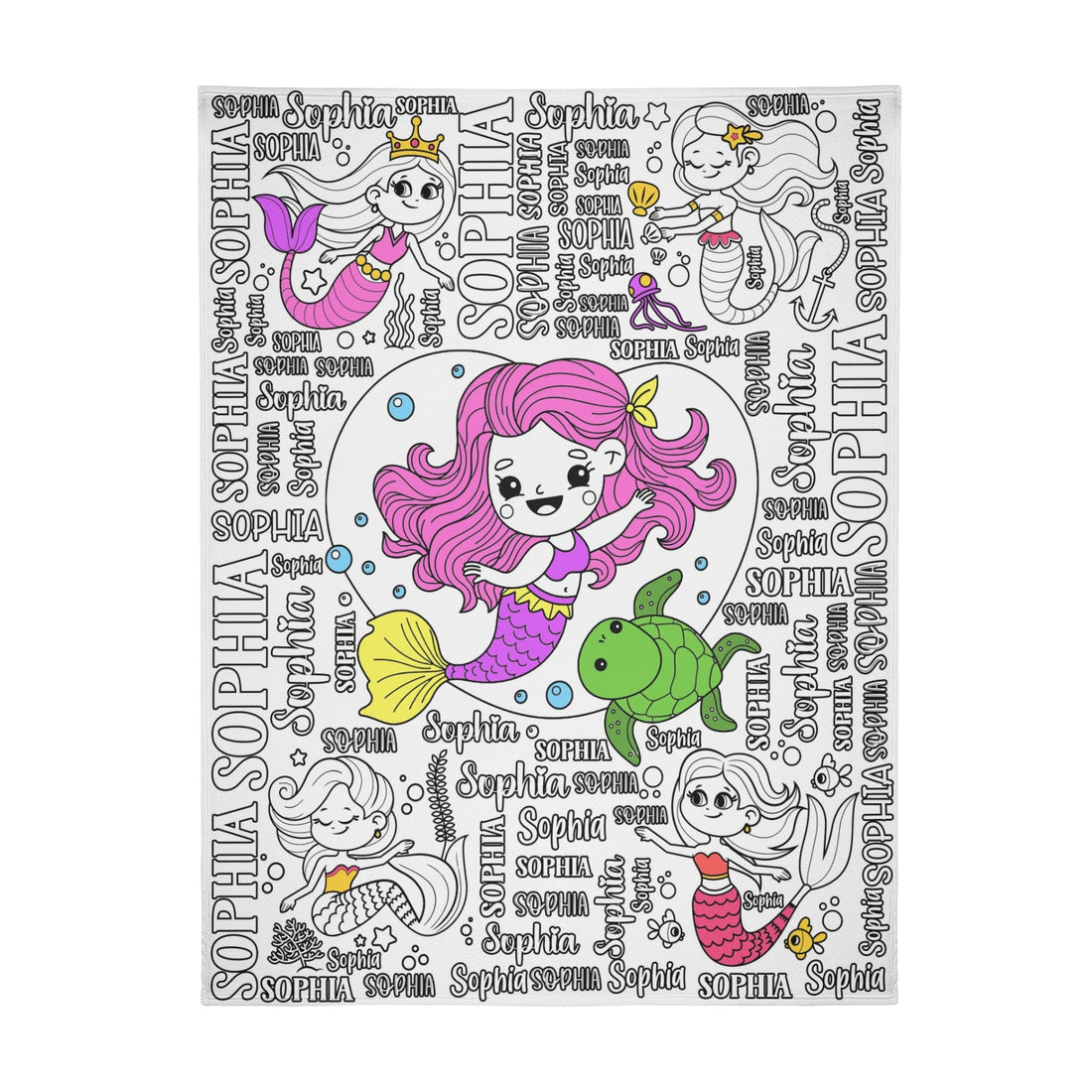 Personalized Cute Mermaid Coloring Blanket??- Gift for Kids