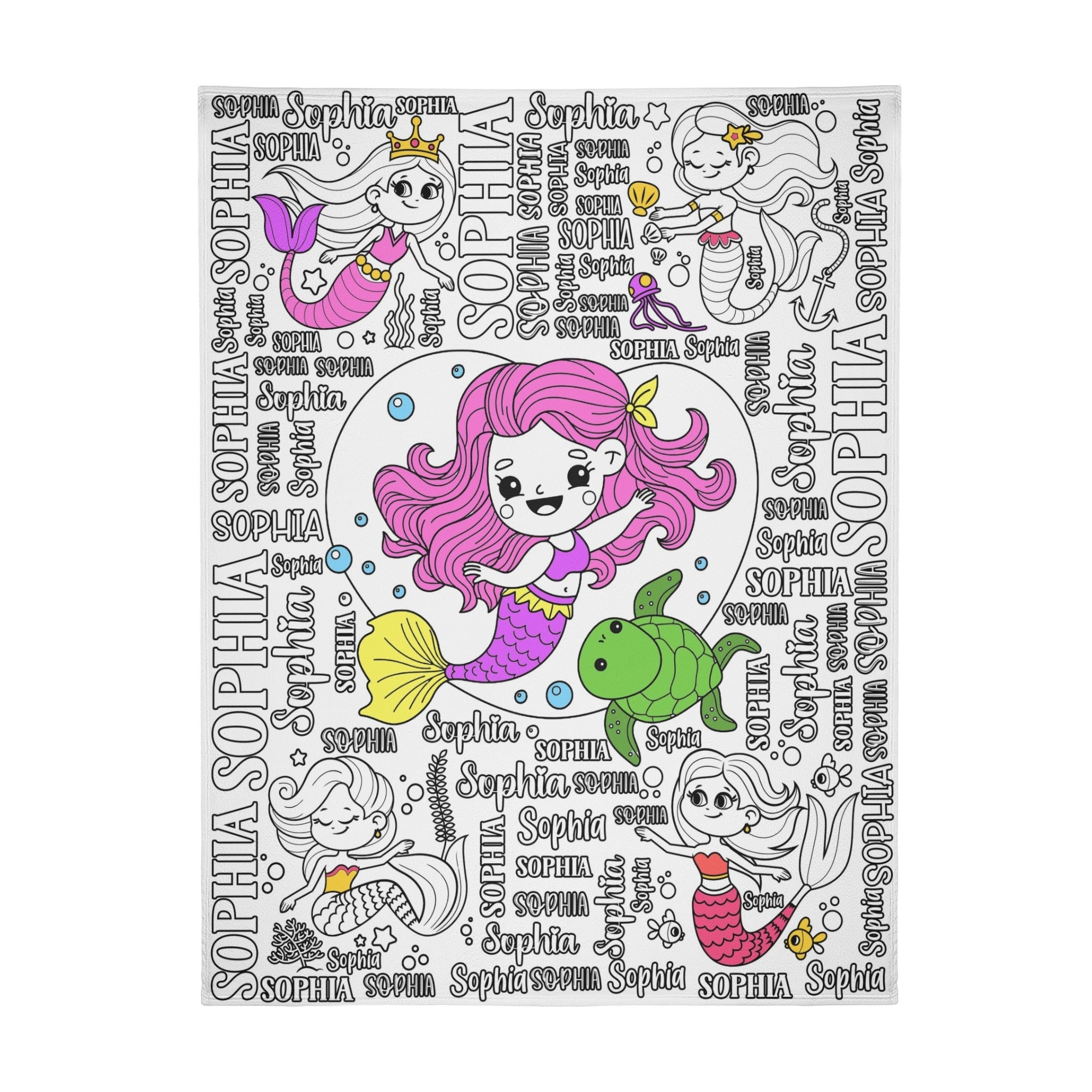 Personalized Cute Mermaid Coloring Blanket??- Gift for Kids