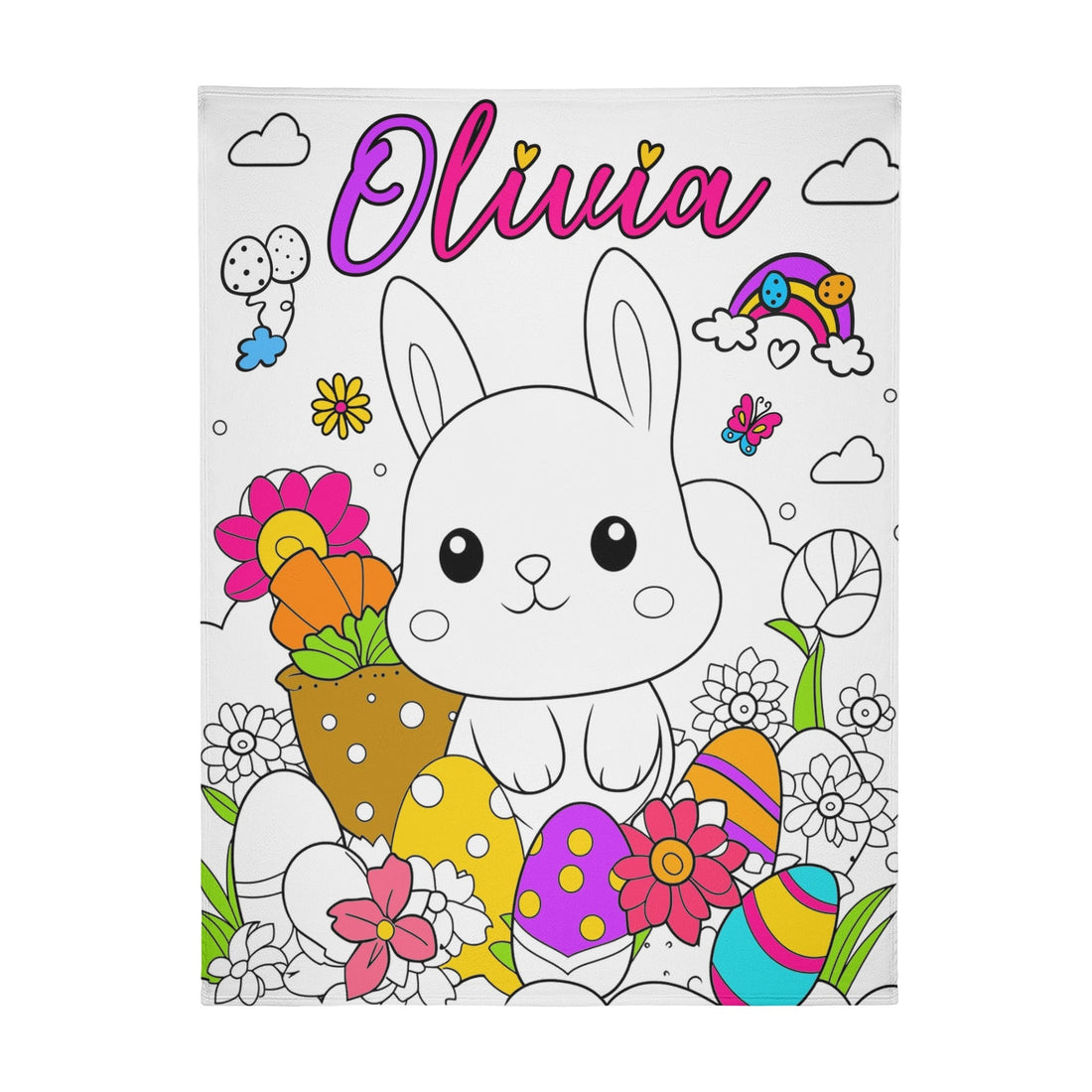 Personalized Cartoon Easter Coloring Blankets??- Gift for Kids