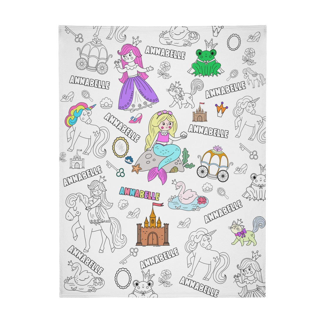 Personalised Castle Princess Fairytale Kids Colouring Blanket??- Gifts for Kids