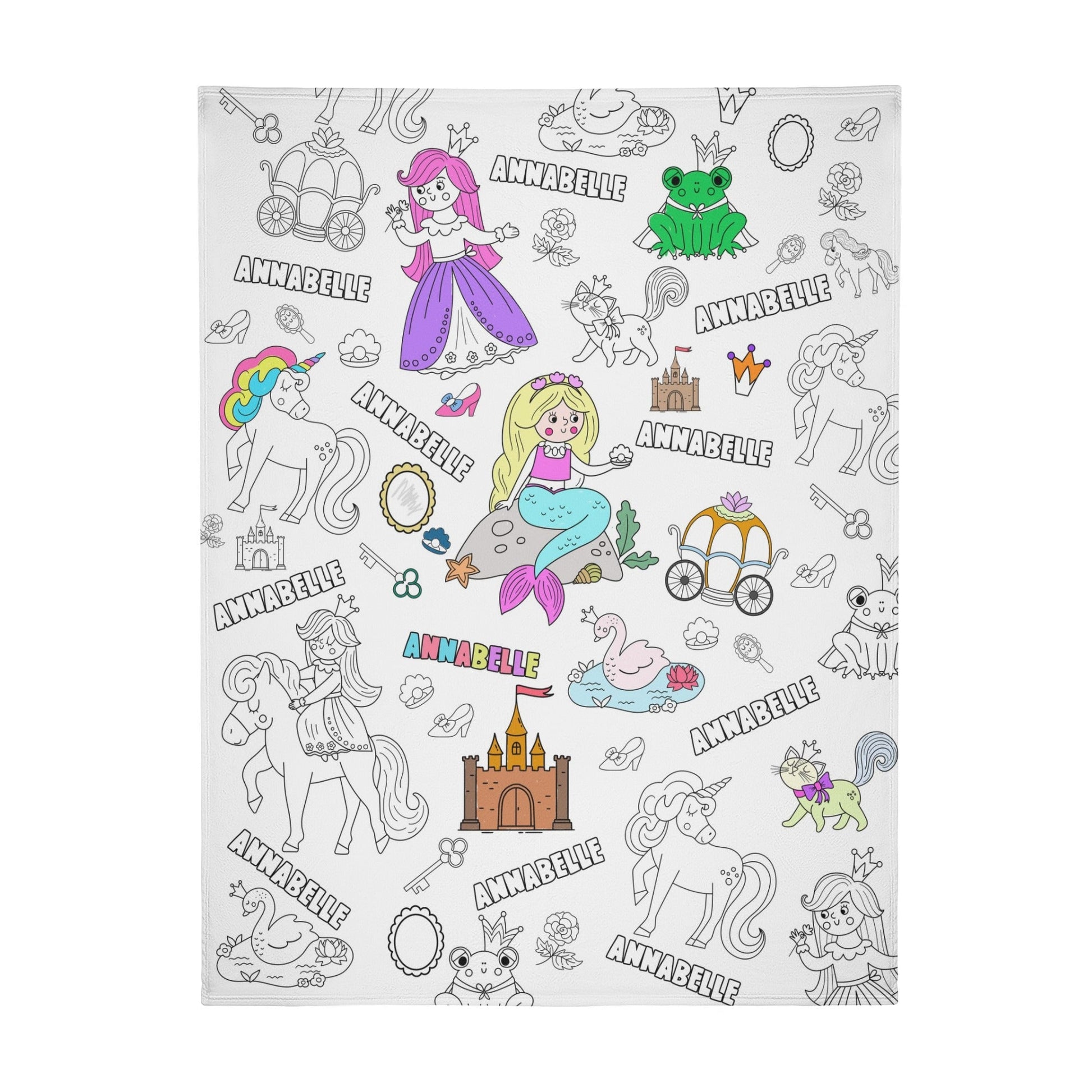 Personalised Castle Princess Fairytale Kids Colouring Blanket??- Gifts for Kids