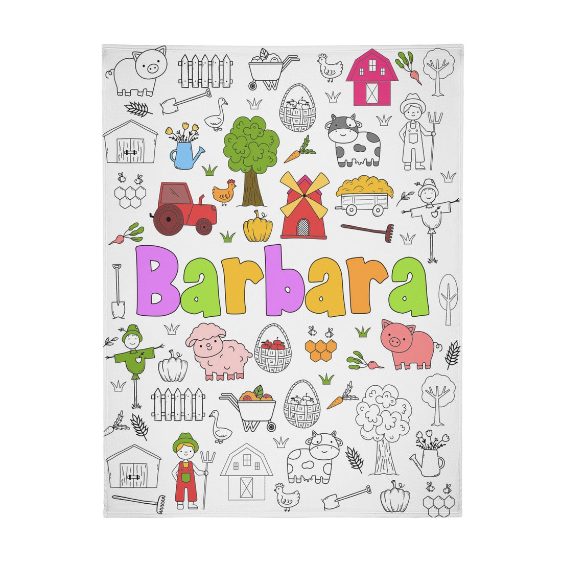 Personalized Cute Farm Doodle Blanket??- Gift for Kids