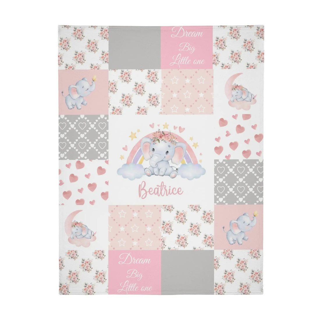 Name Customized Pink Elephant Name Blanket - Gift for Baby