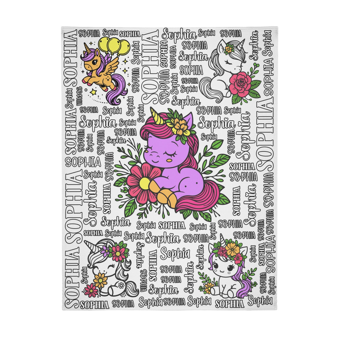 Personalized Cute Unicorn Coloring Blanket??- Gift for Kids