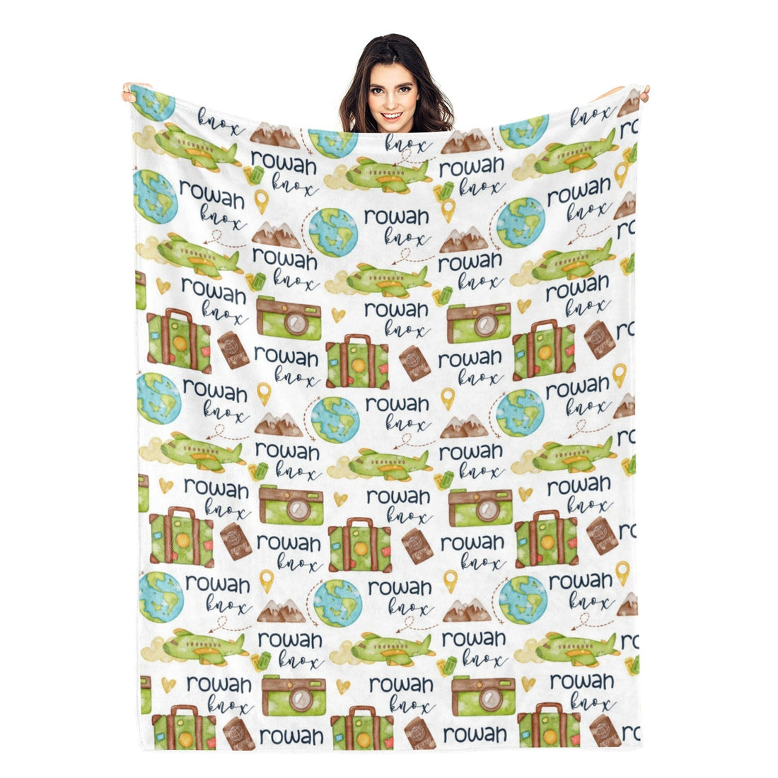 Personalized Airplane Adventure Themed Name Blanket - Gift for Kids