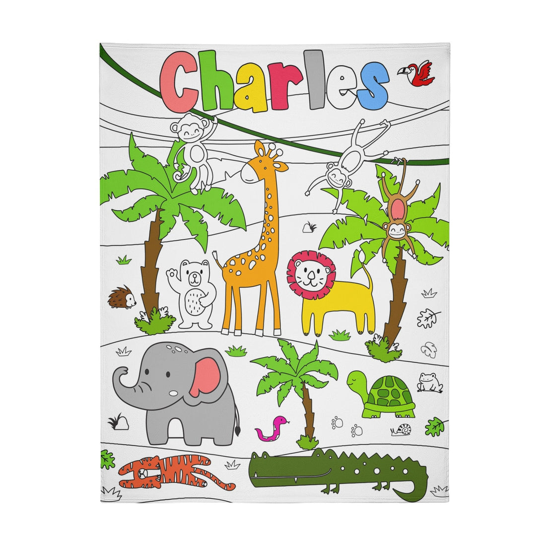 Personalized Forest Aminals Doodle Blankets??- Gift for Kids
