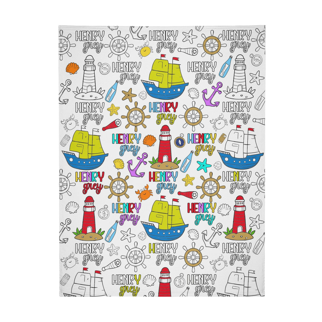 Personalized Nautical Coloring Blankets??- Gift for Kids