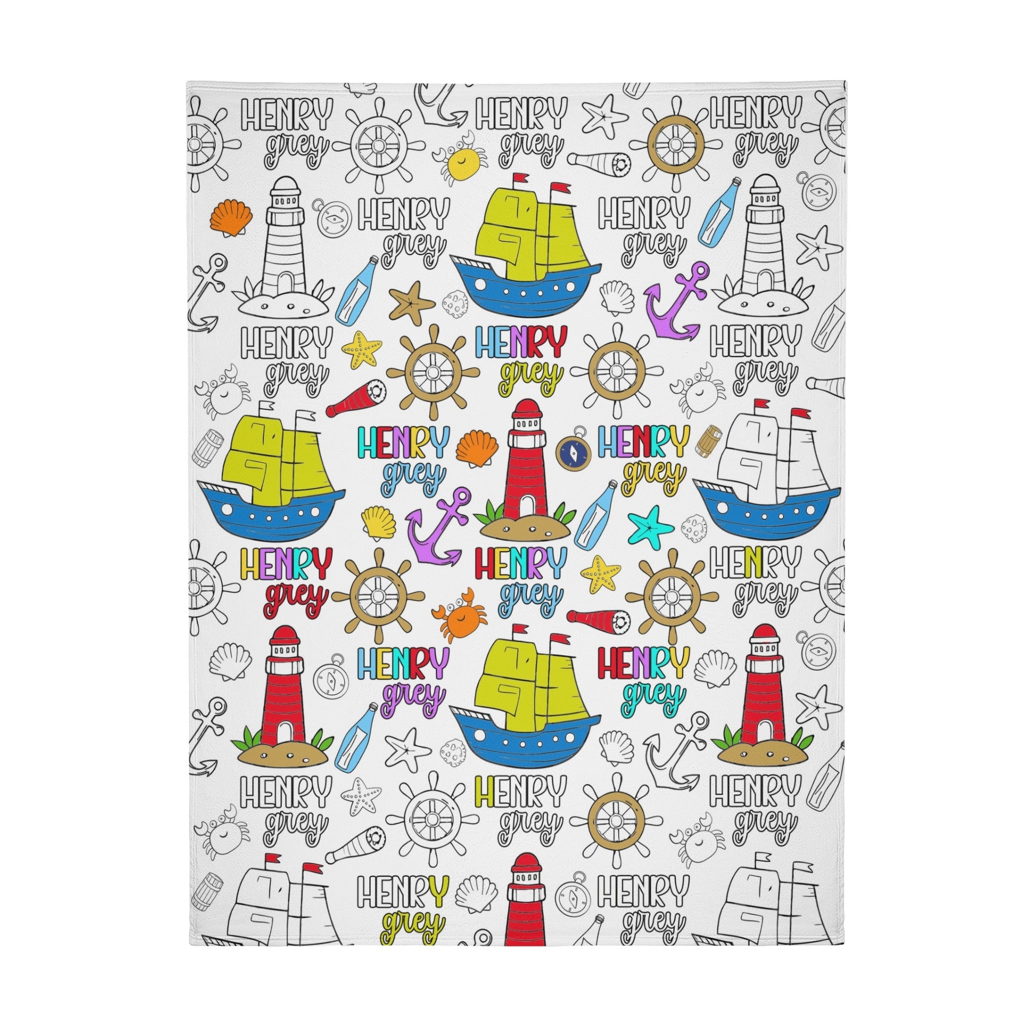 Personalized Nautical Coloring Blankets??- Gift for Kids