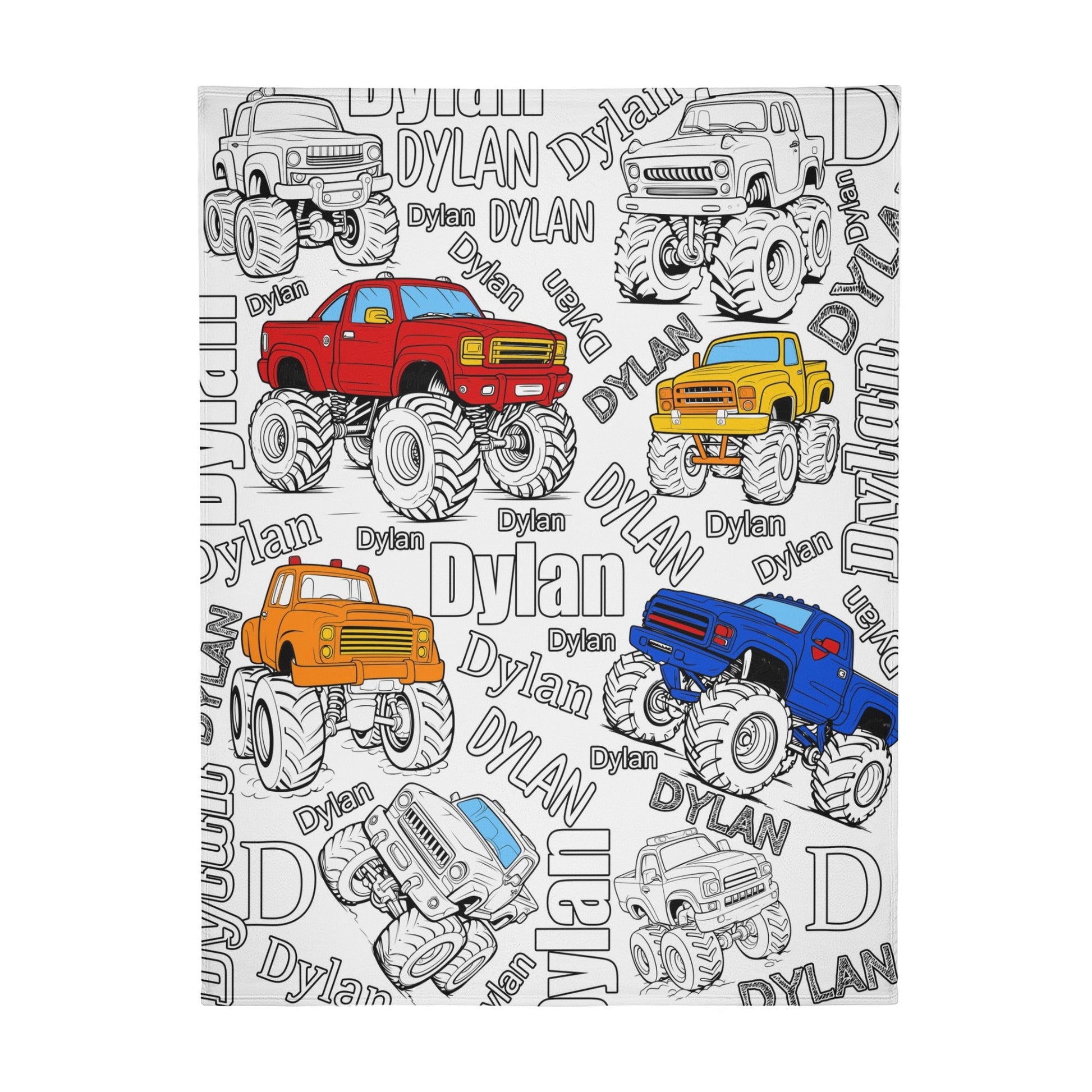 Personalized Custom Monster Truck Coloring Blanket??- Gift For Kids
