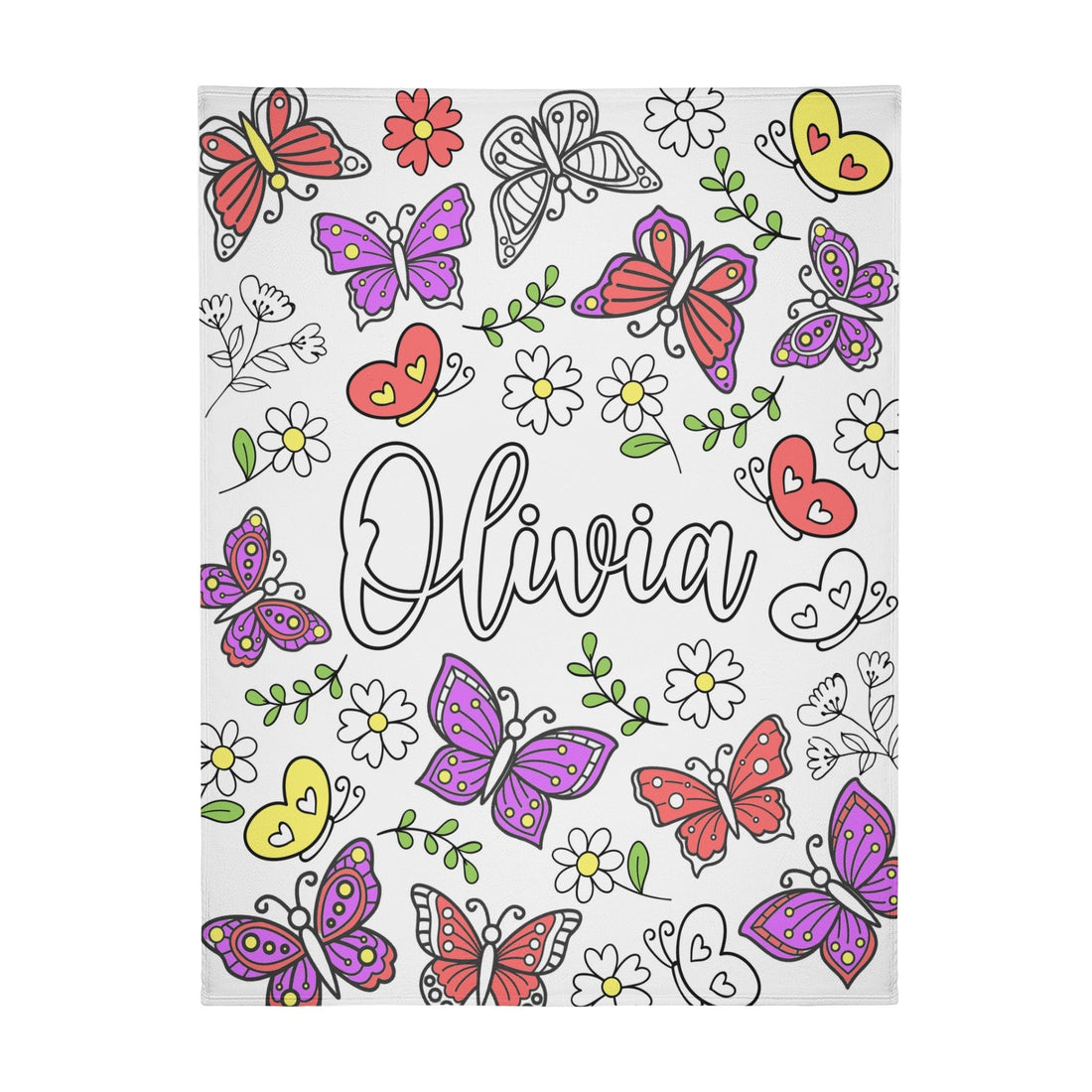 Personalized Doodle Butterfly Coloring Blanket??- Gift for Kids