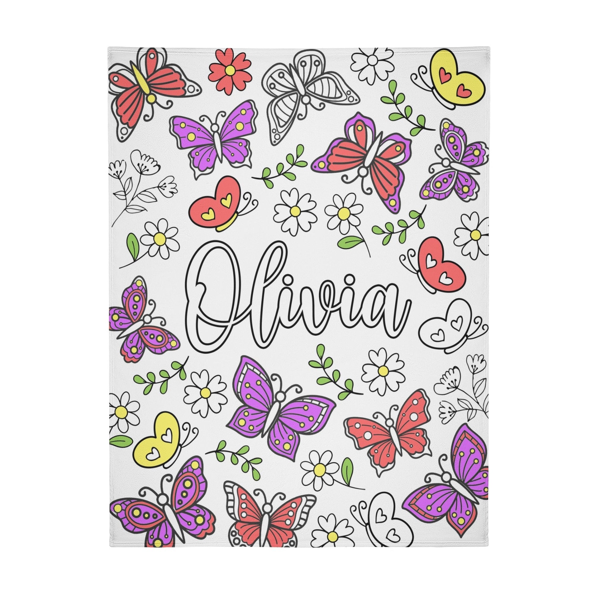 Personalized Doodle Butterfly Coloring Blanket??- Gift for Kids
