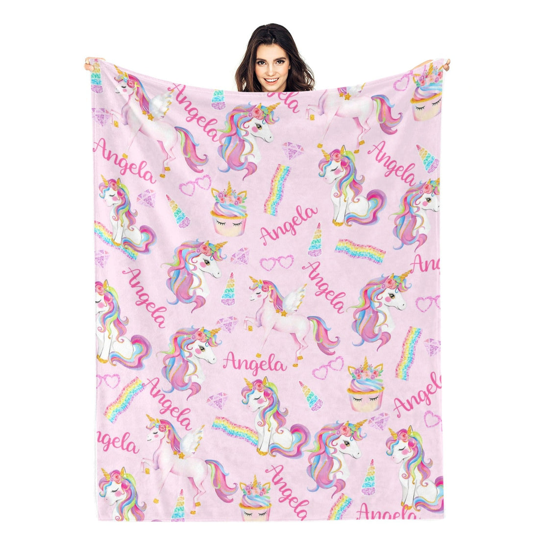 Personalised Rainbow Pony Name Blanket - Gift for Kids