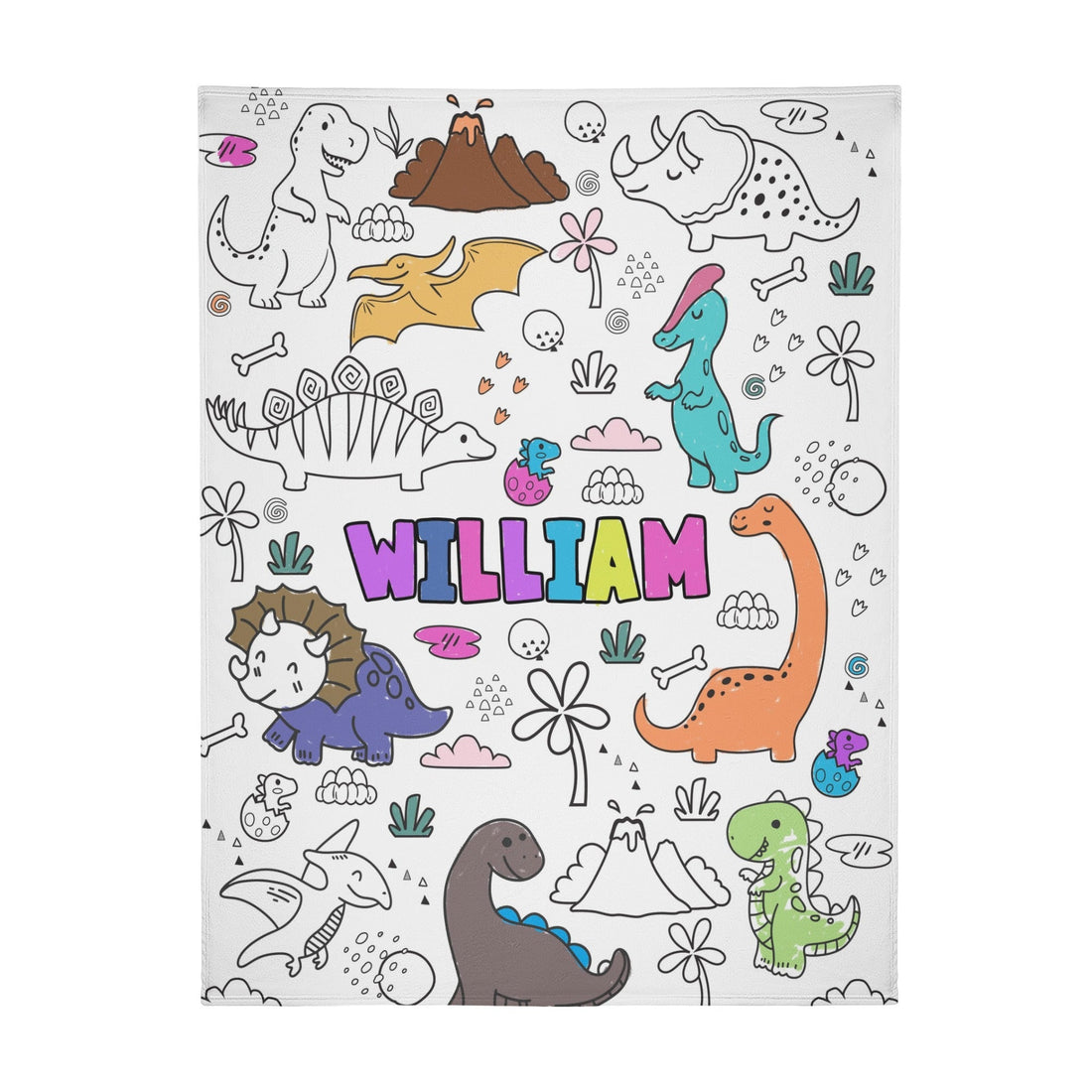 Personalized Cartoon Dinosaur Kids Coloring Blanket??- Gift for Kids