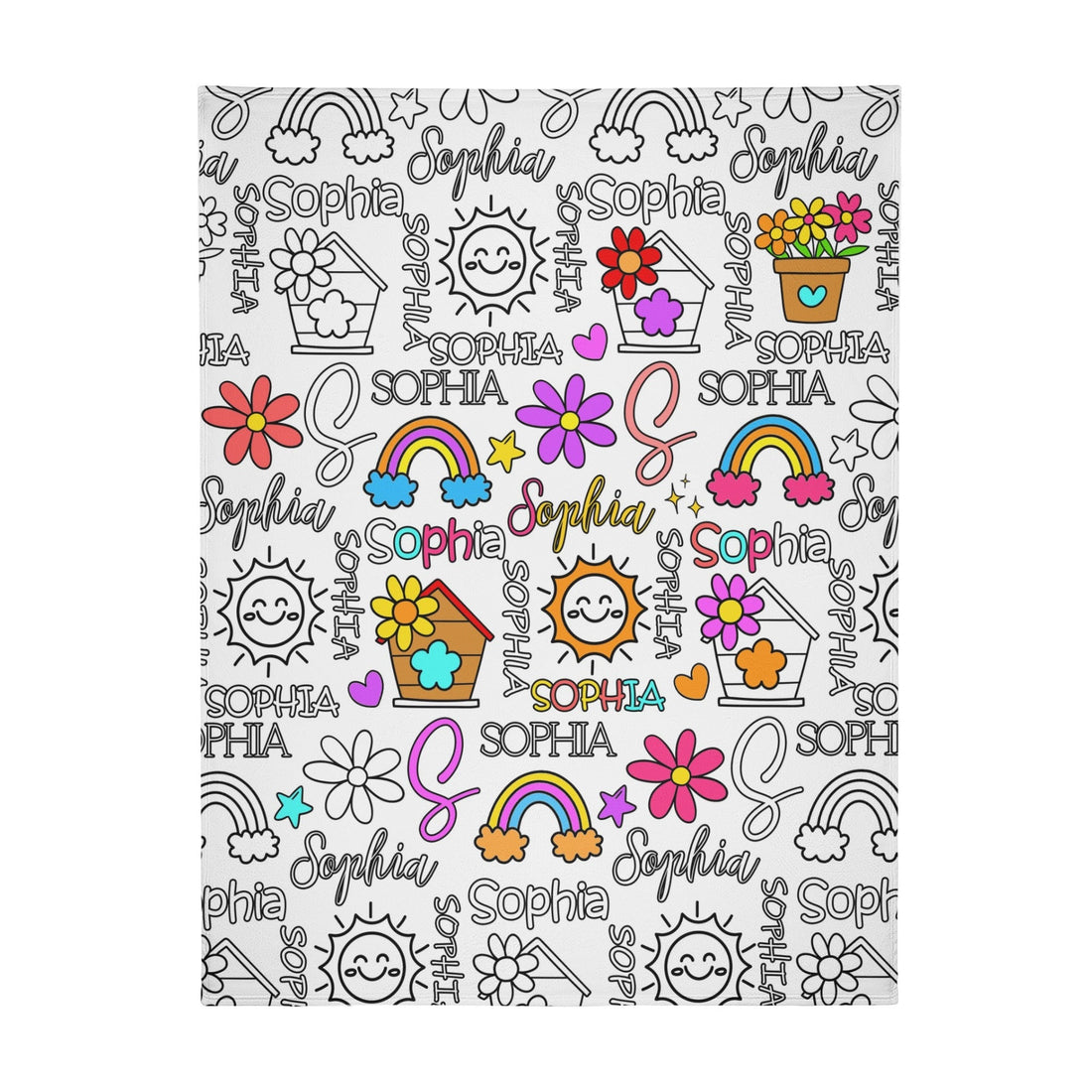 Personalized Rainbow Girl Doodle Blankets??- Gift for Kids