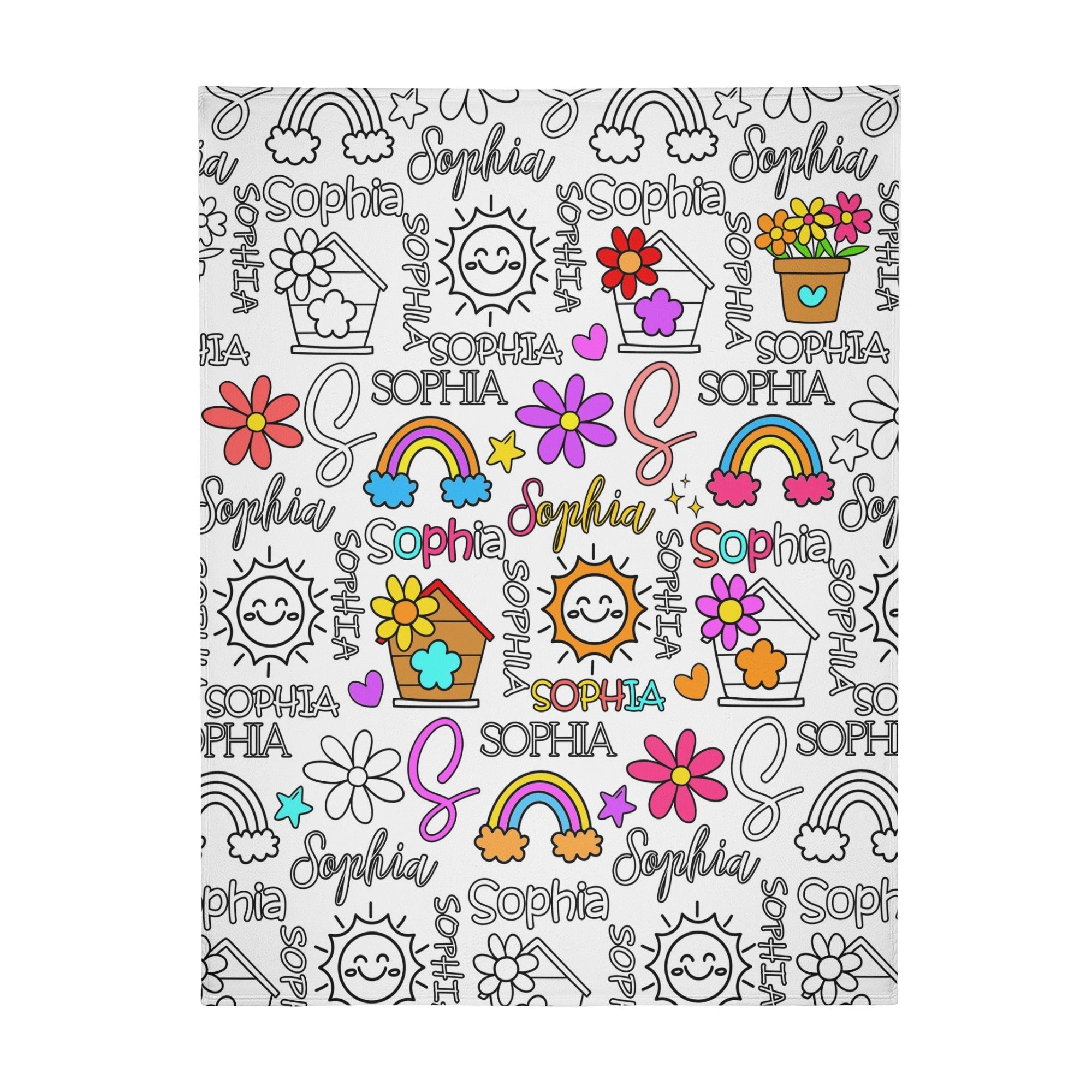 Personalized Rainbow Girl Doodle Blankets??- Gift for Kids