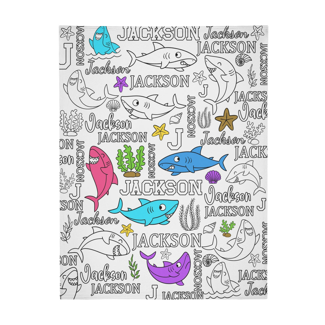 Personalized Custom Shark Coloring Blanket??- Gift For Kids