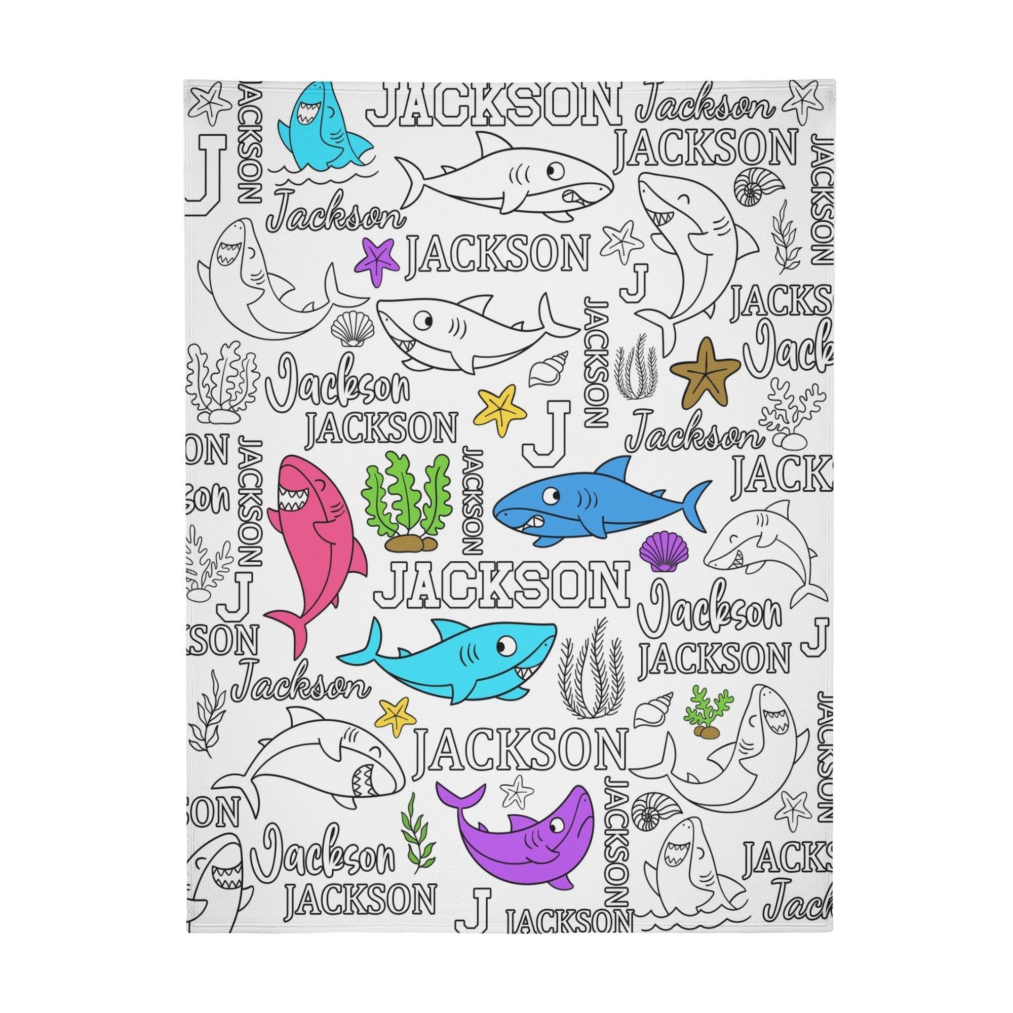 Personalized Custom Shark Coloring Blanket??- Gift For Kids
