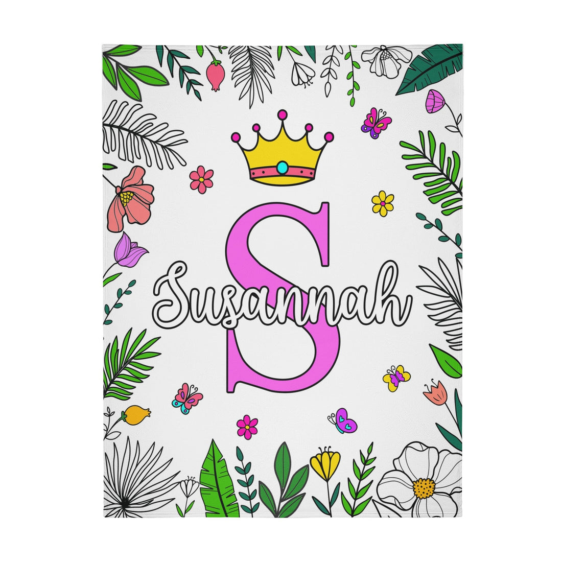Personalized Crown Girl Doodle Blankets??- Gift for Kids
