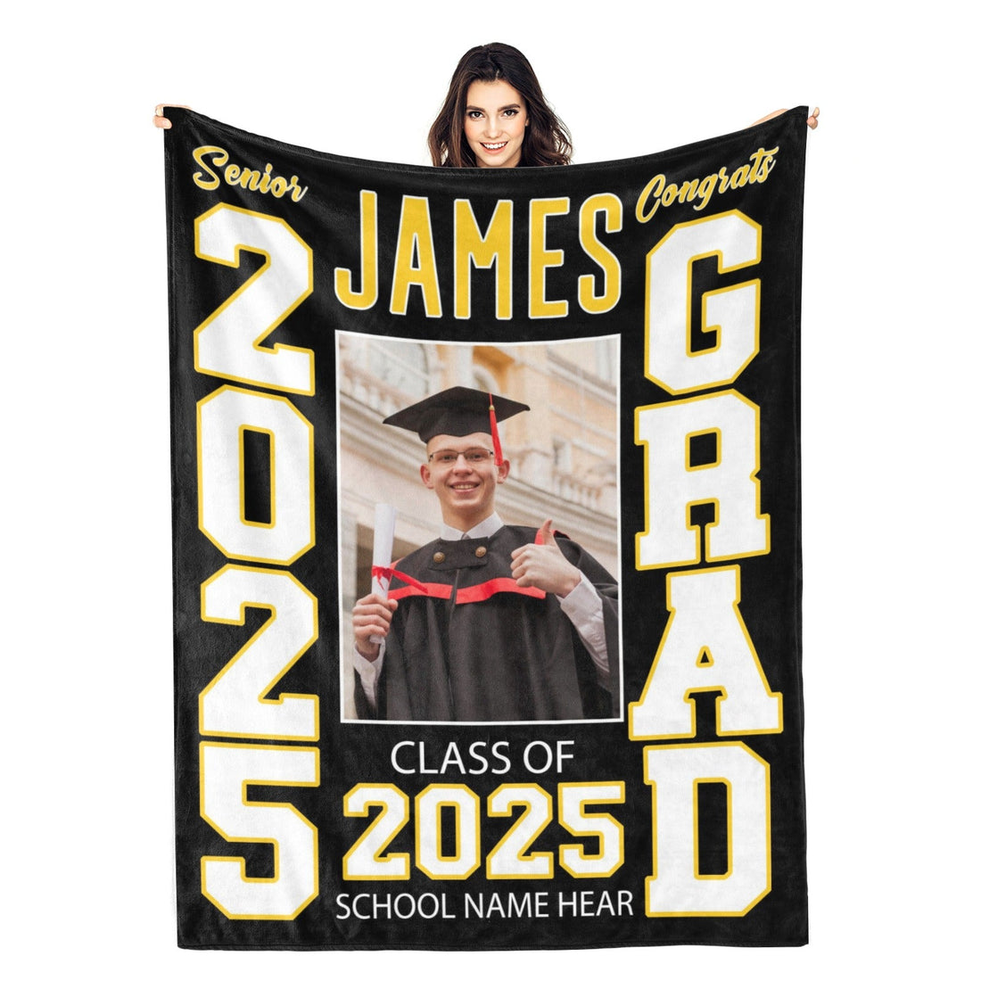 Personalized Class of 2025 Graduations Photo And Name Blankets - Graduation Gift