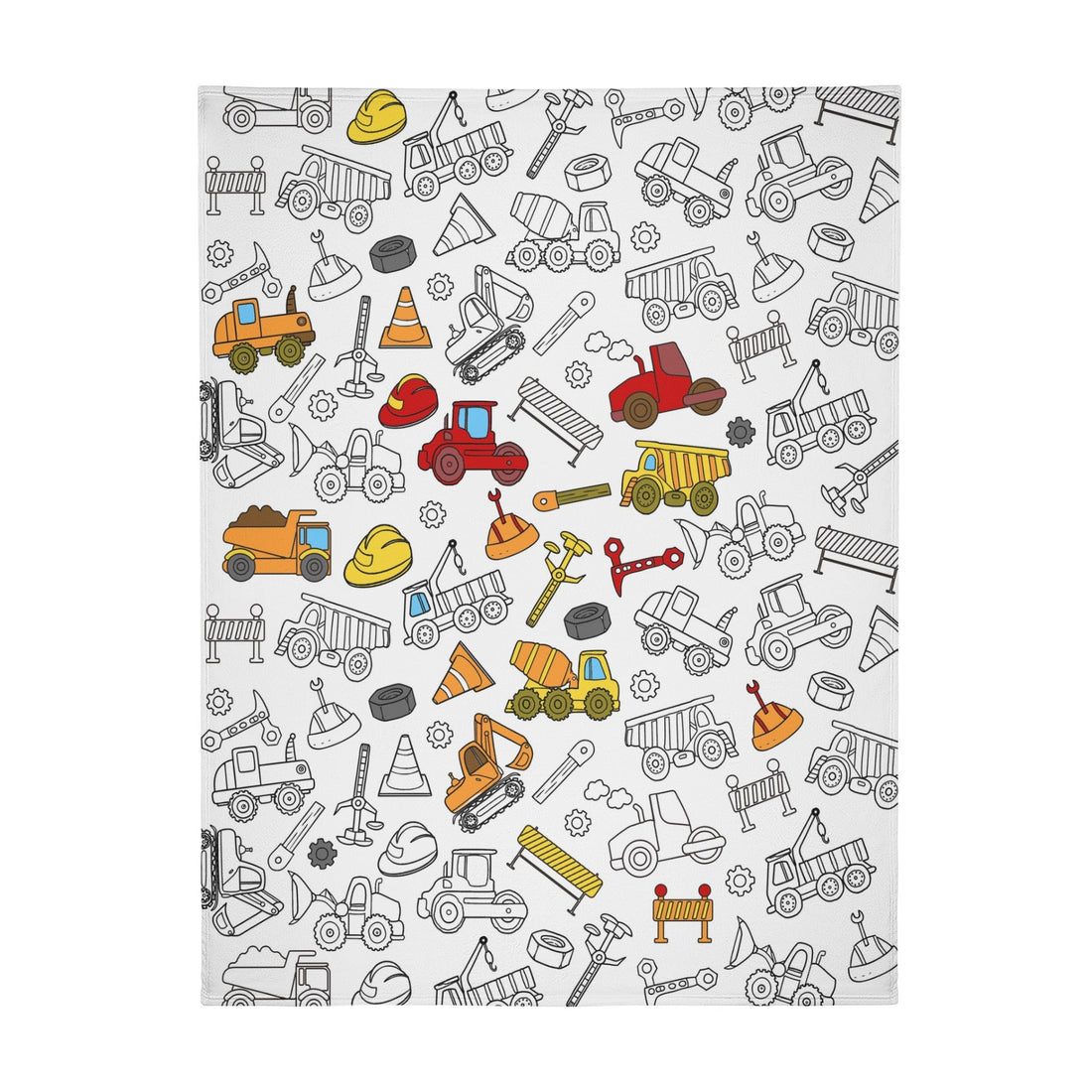 Cartoon Construction Doodle Blanket??- Gift for Kids