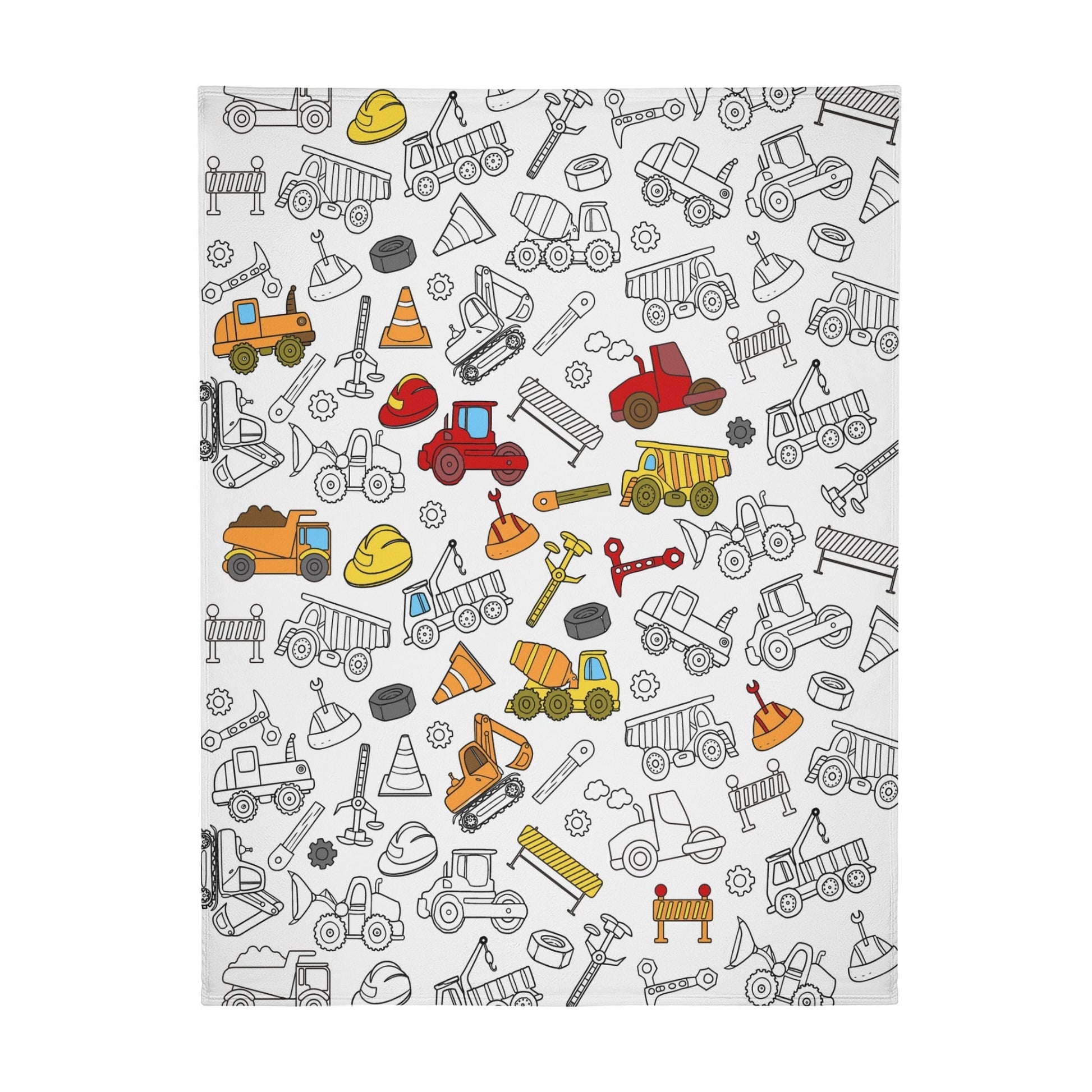 Cartoon Construction Doodle Blanket??- Gift for Kids