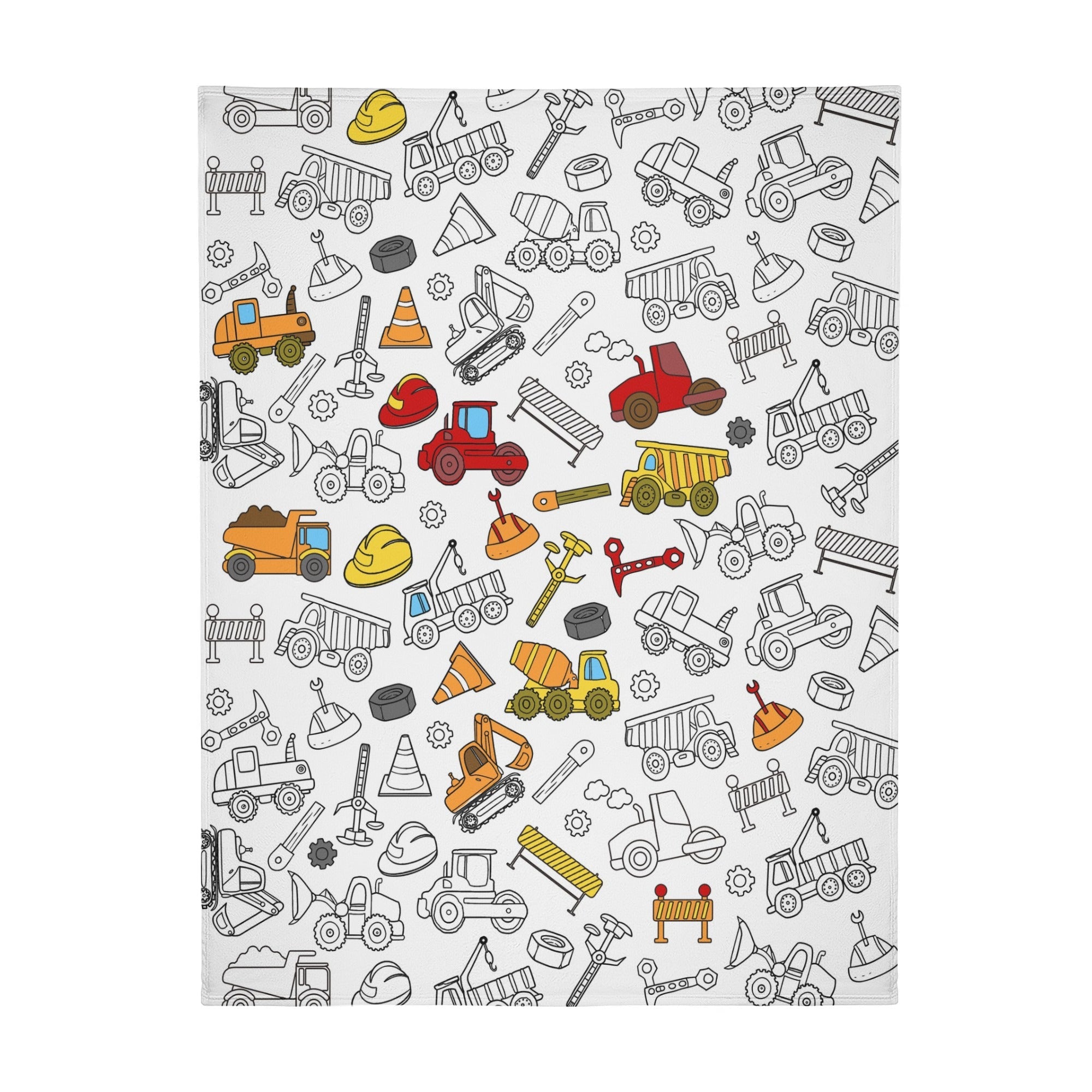 Cartoon Construction Doodle Blanket??- Gift for Kids