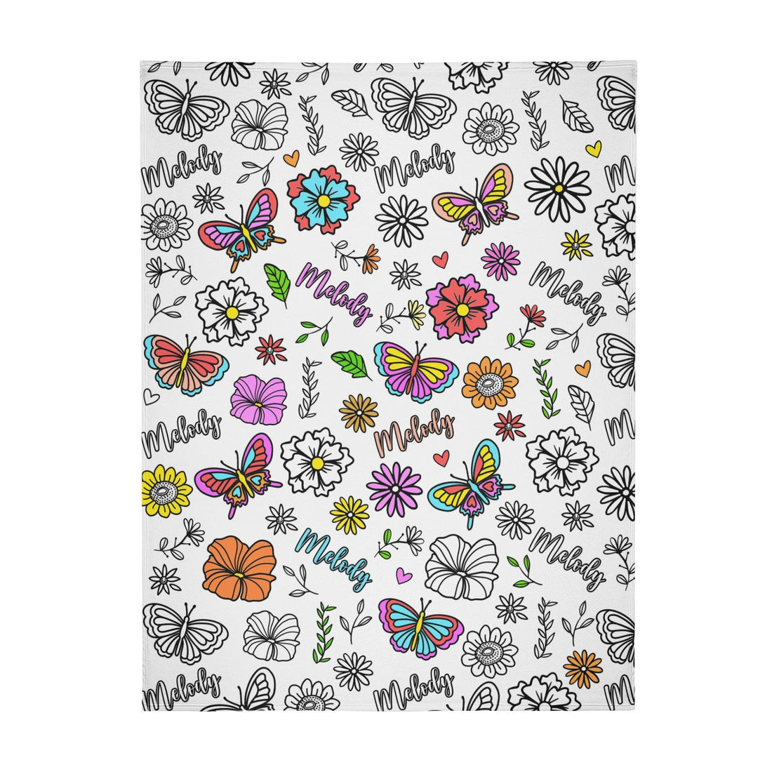 Personalized Butterfly Flowers Doodle Blankets??- Gift for Kids