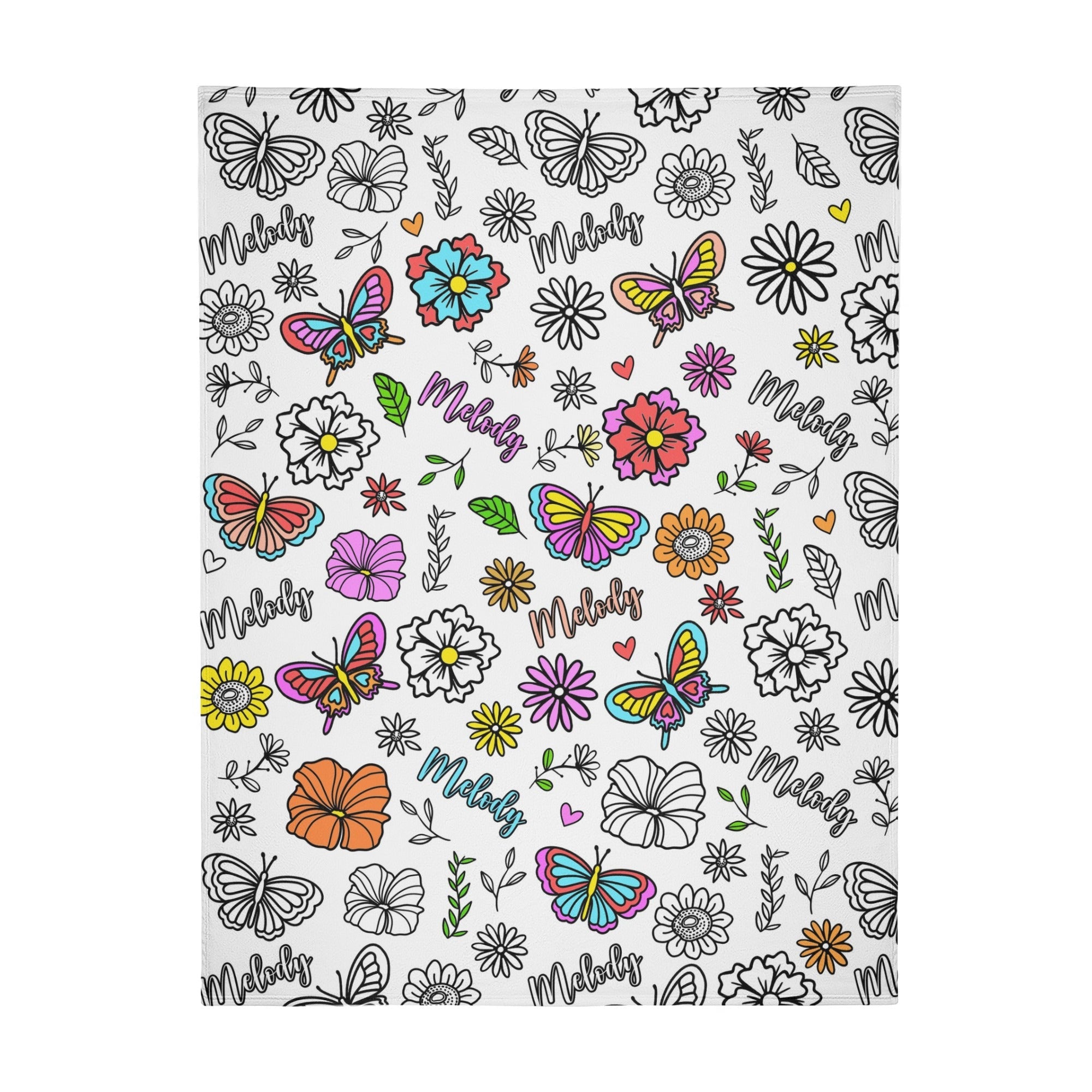 Personalized Butterfly Flowers Doodle Blankets??- Gift for Kids