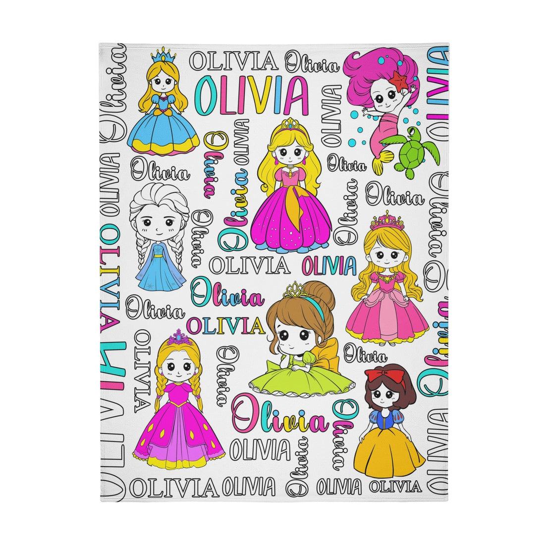 Personalized Cute Princess Girl Doodle Blankets??- Gift for Kids