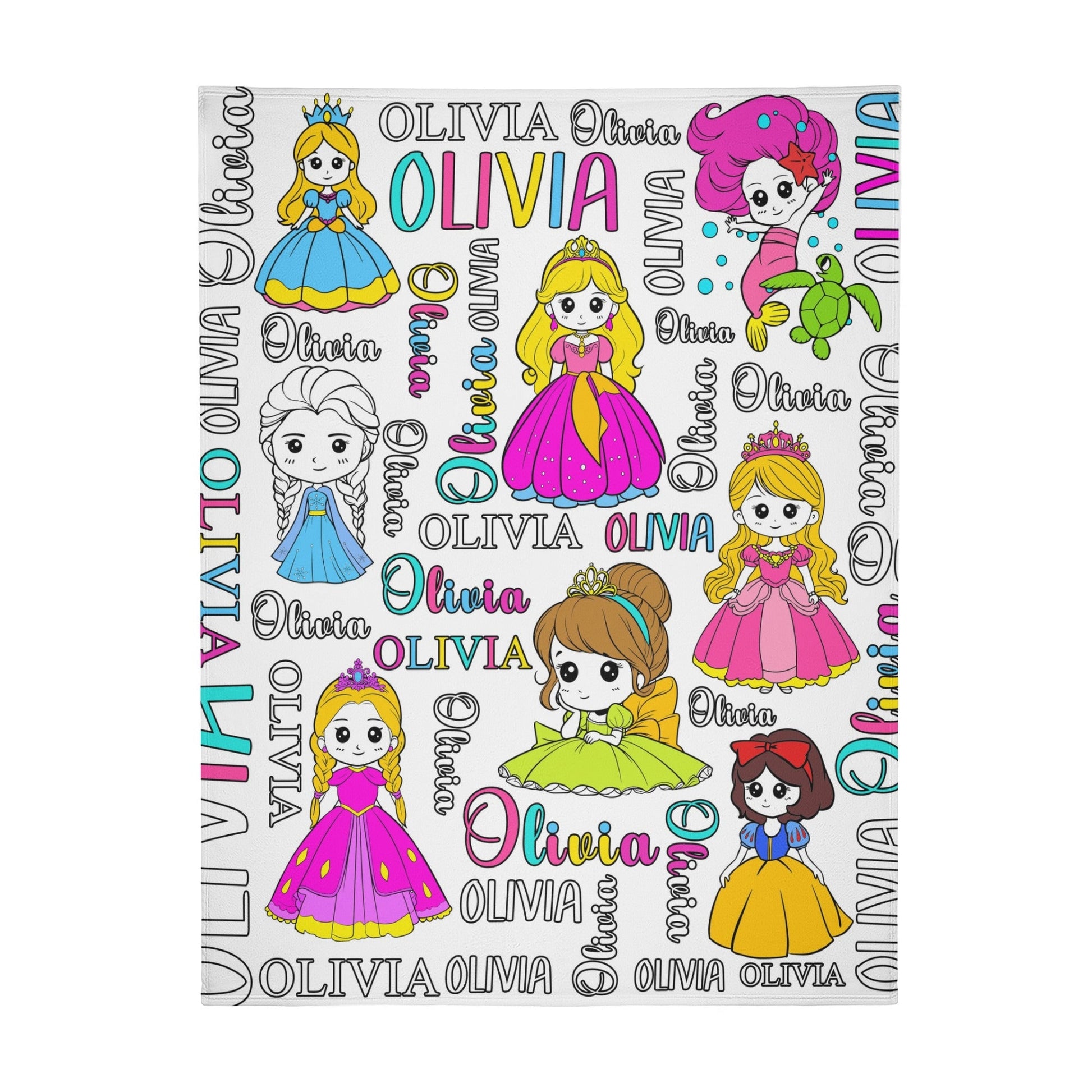 Personalized Cute Princess Girl Doodle Blankets??- Gift for Kids