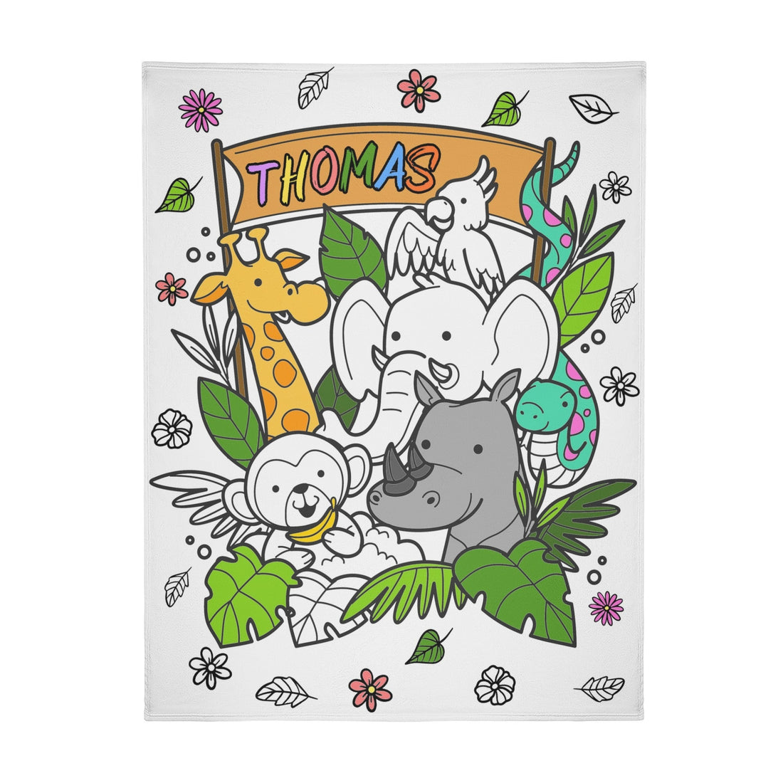 Personalized Forest Animals Doodle Blanket??- Gift for Kids