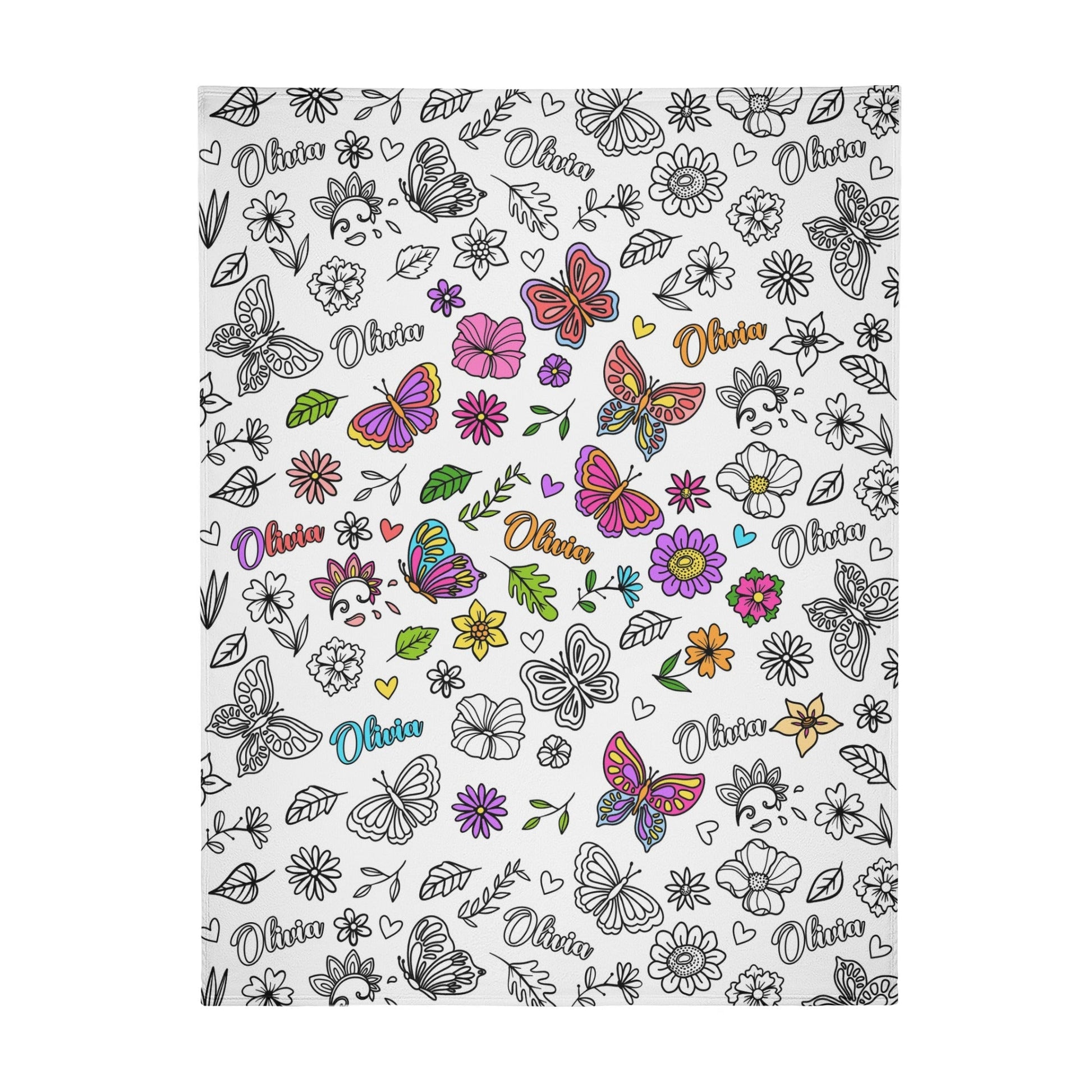 Personalized Flowers Girl Doodle Blanket??- Gift for Kids