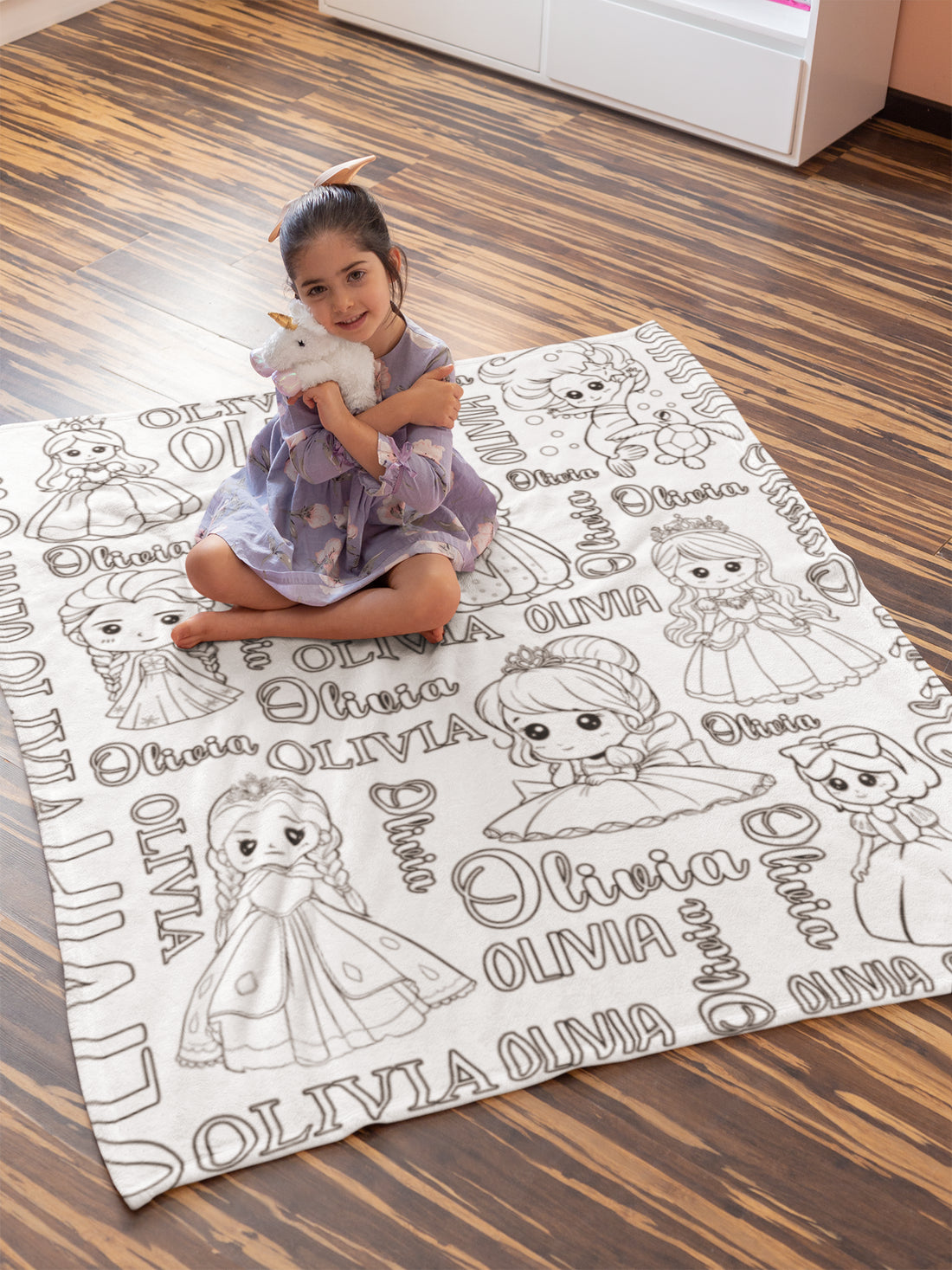 Personalized Cute Princess Girl Doodle Blankets??- Gift for Kids