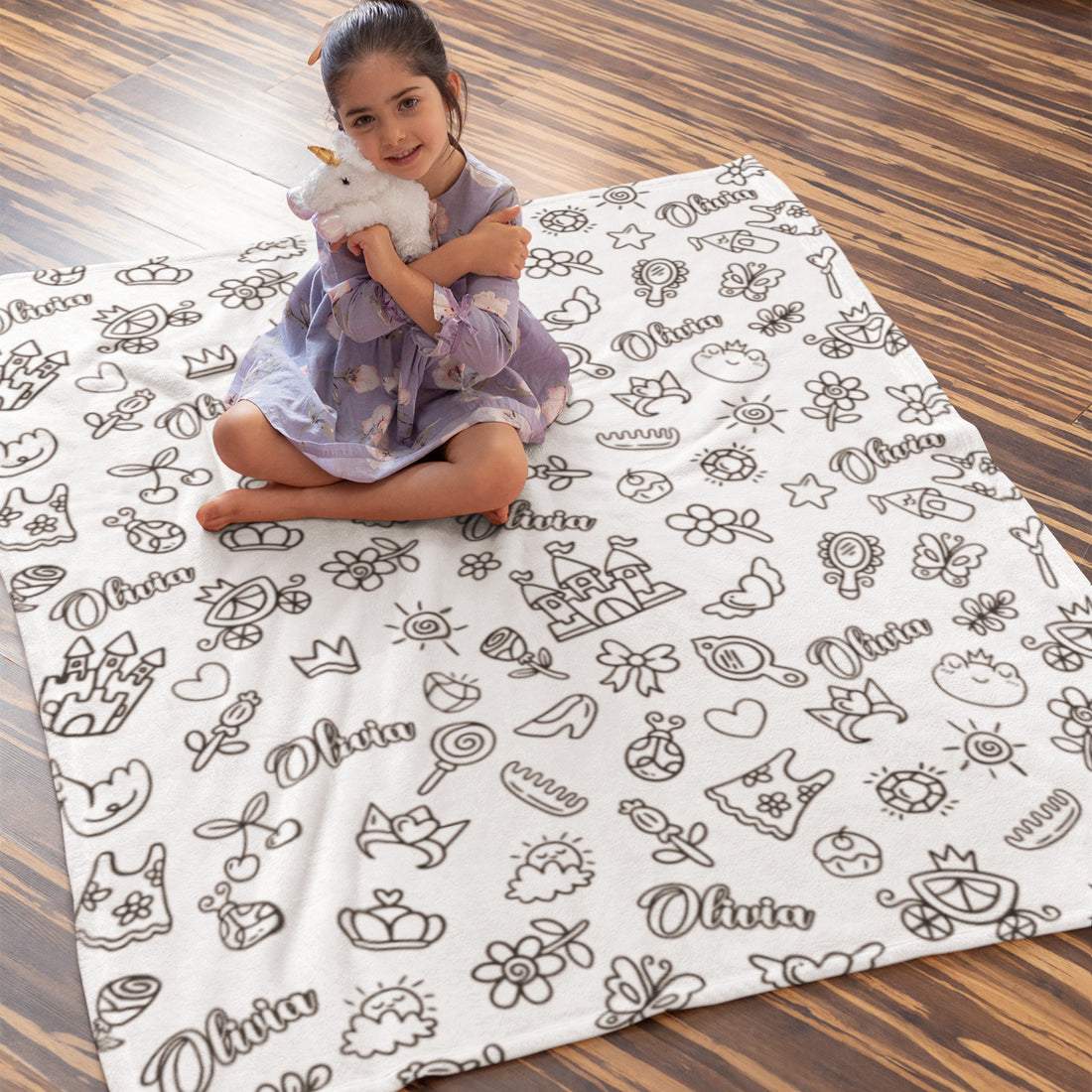Personalized Princess Girl Doodle Blankets??- Gift for Kids_2522