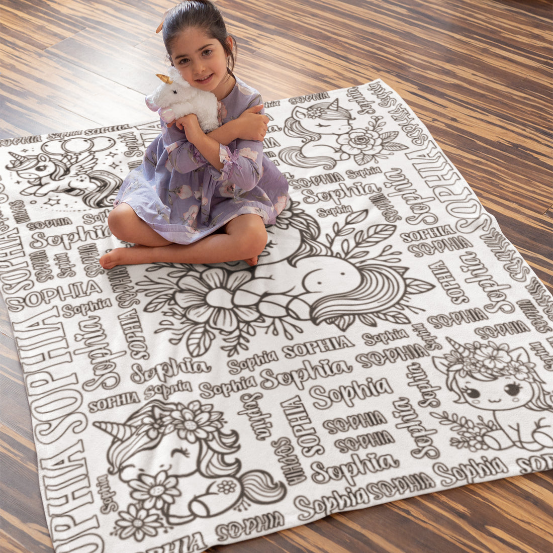 Personalized Cute Unicorn Coloring Blanket??- Gift for Kids