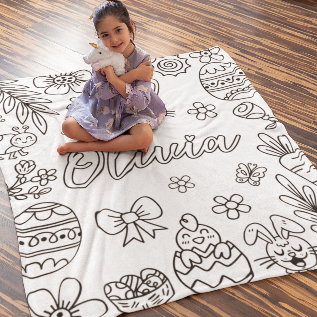 Personalized Cute Easter Coloring Blankets??- Gift for Kids