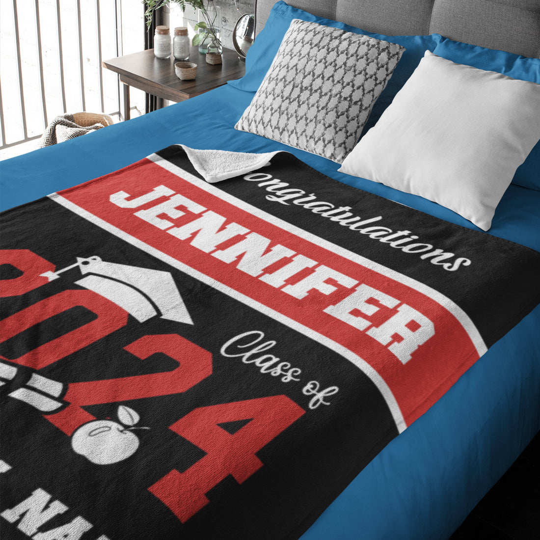 Personalized Simple Graduation Name Blanket - Graduation Gifts