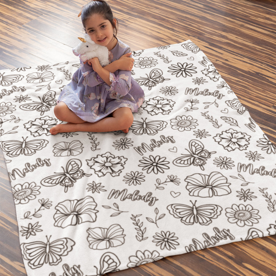 Personalized Butterfly Flowers Doodle Blankets??- Gift for Kids