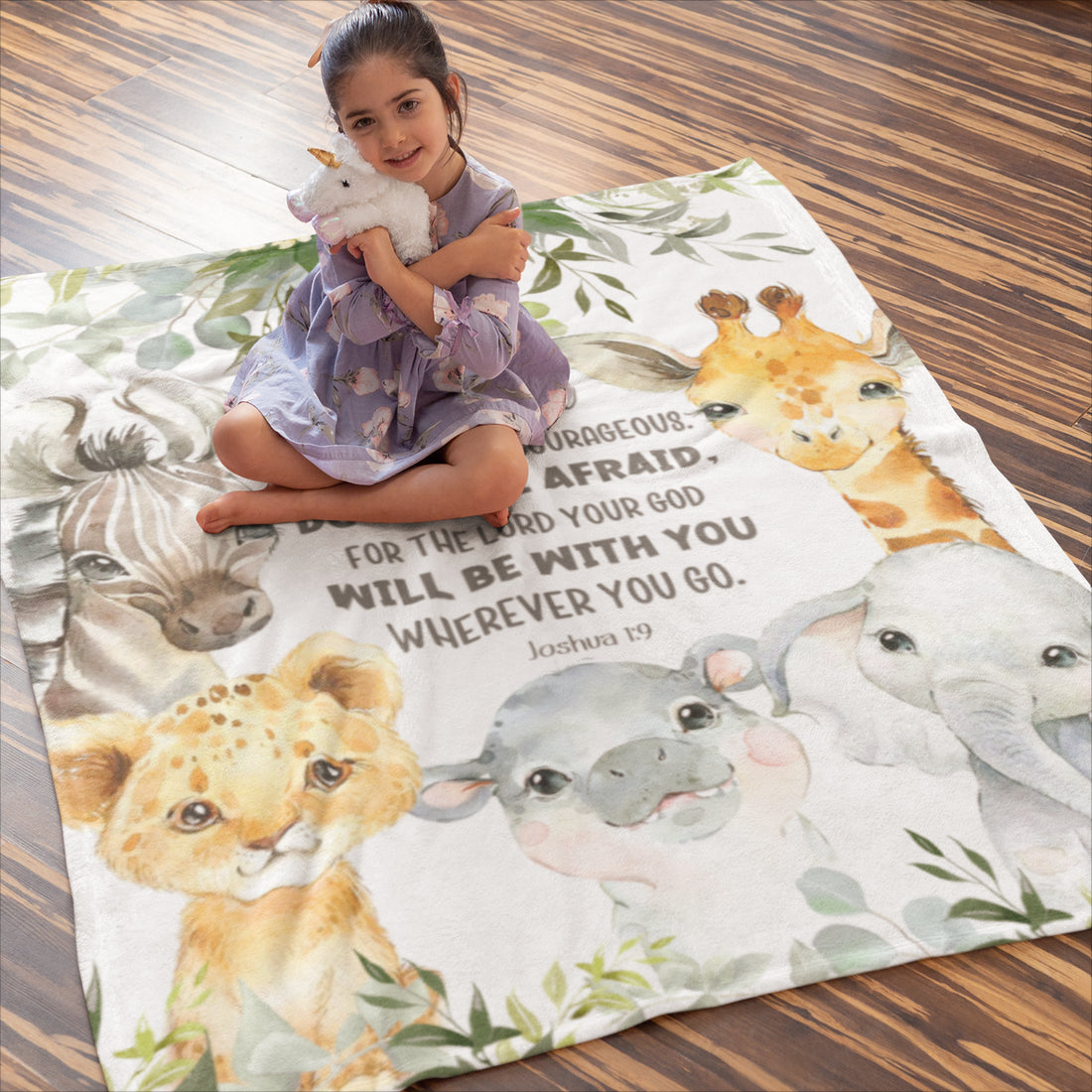 Personalized Bible Verse Forest Animals Baby Blanket - Gift for Baby