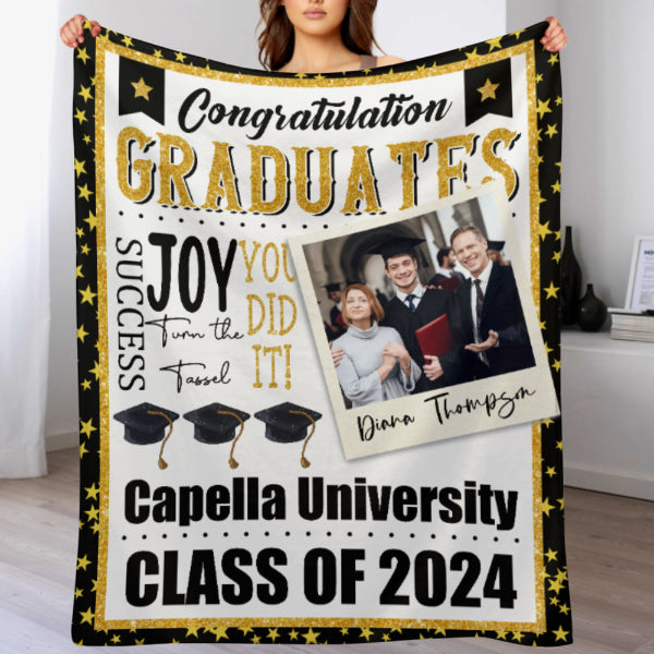 Personalized Graduate Congratulation Blankets - Graduation Gifts