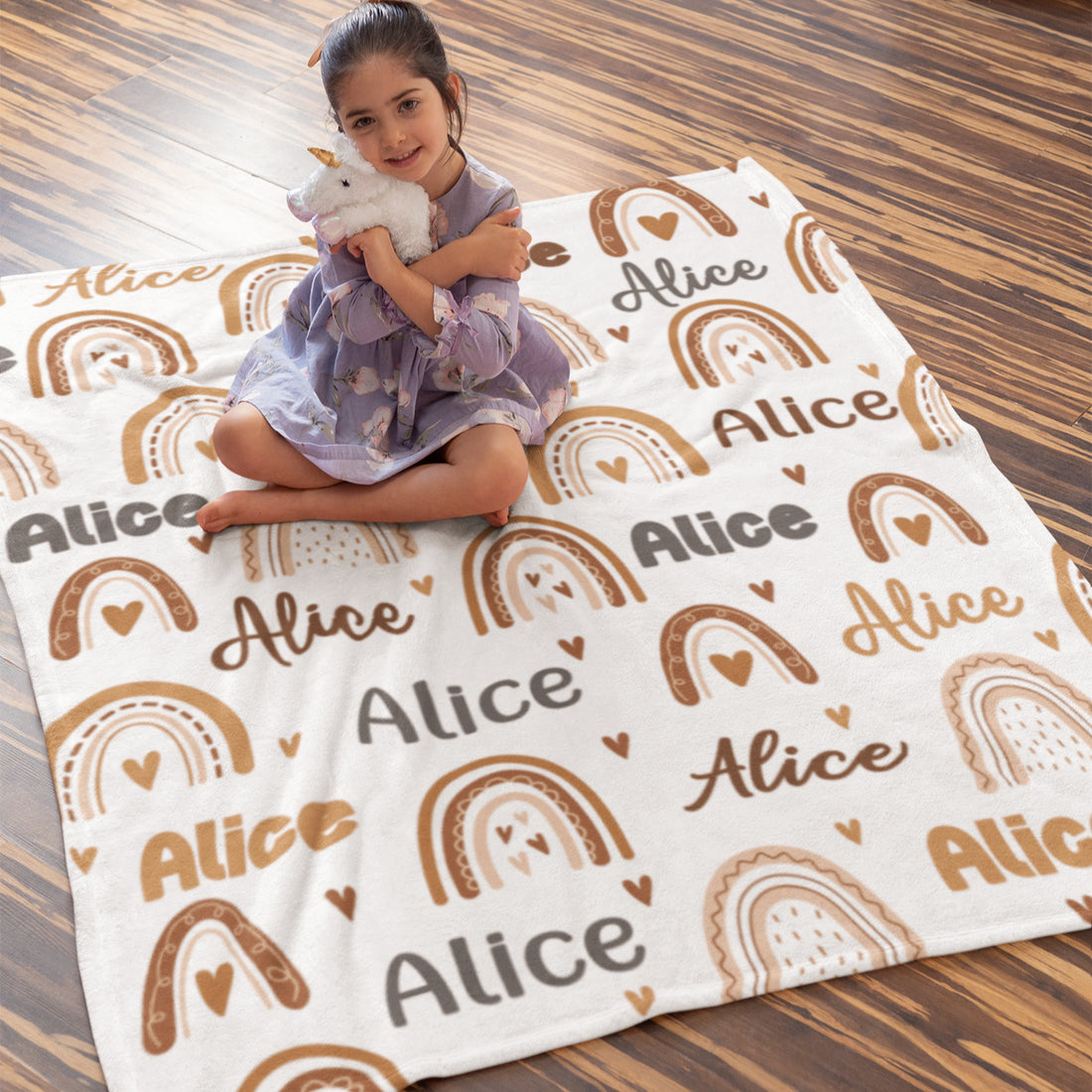 Personalized Love Rainbow Name Blanket - Gift for Kids