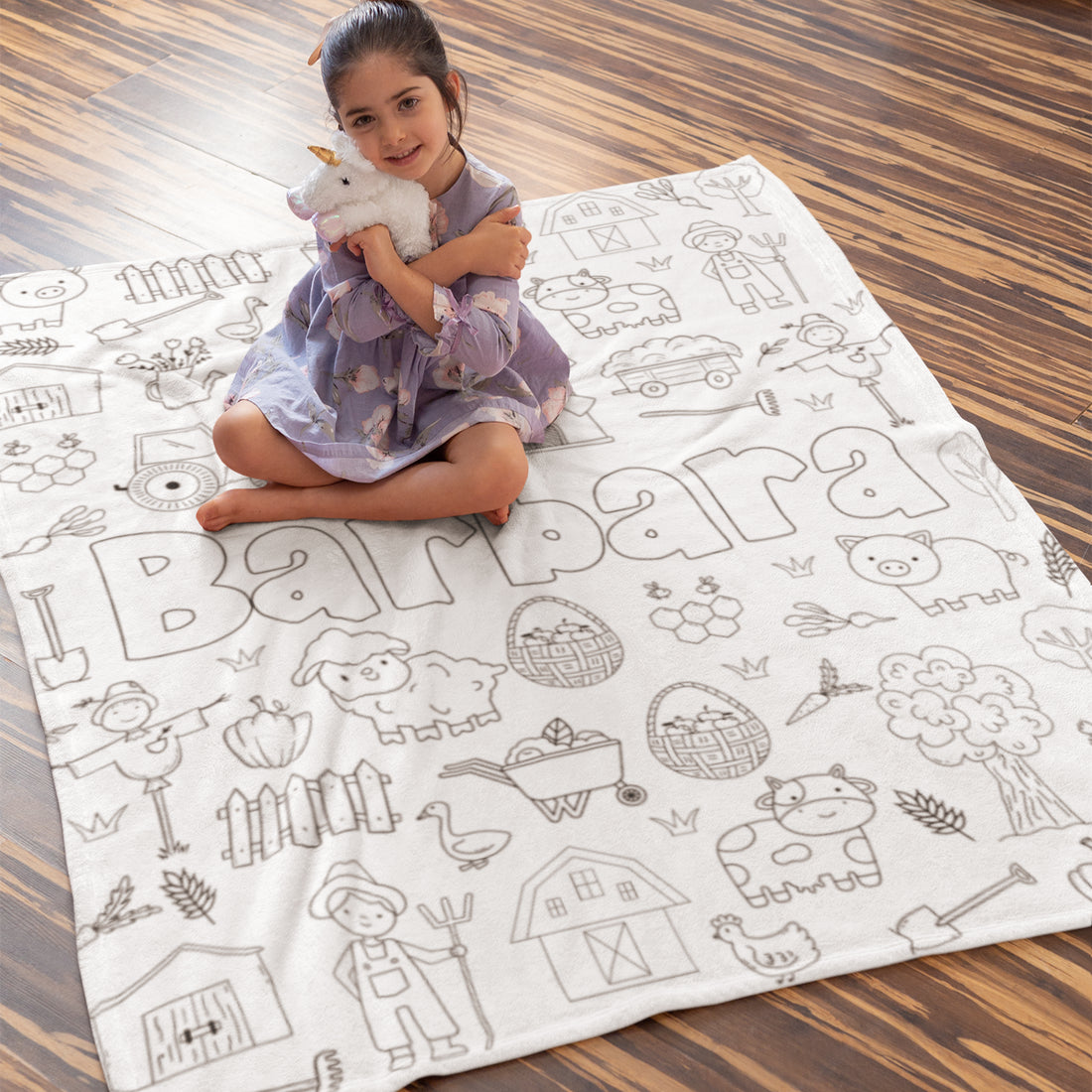 Personalized Cute Farm Doodle Blanket??- Gift for Kids