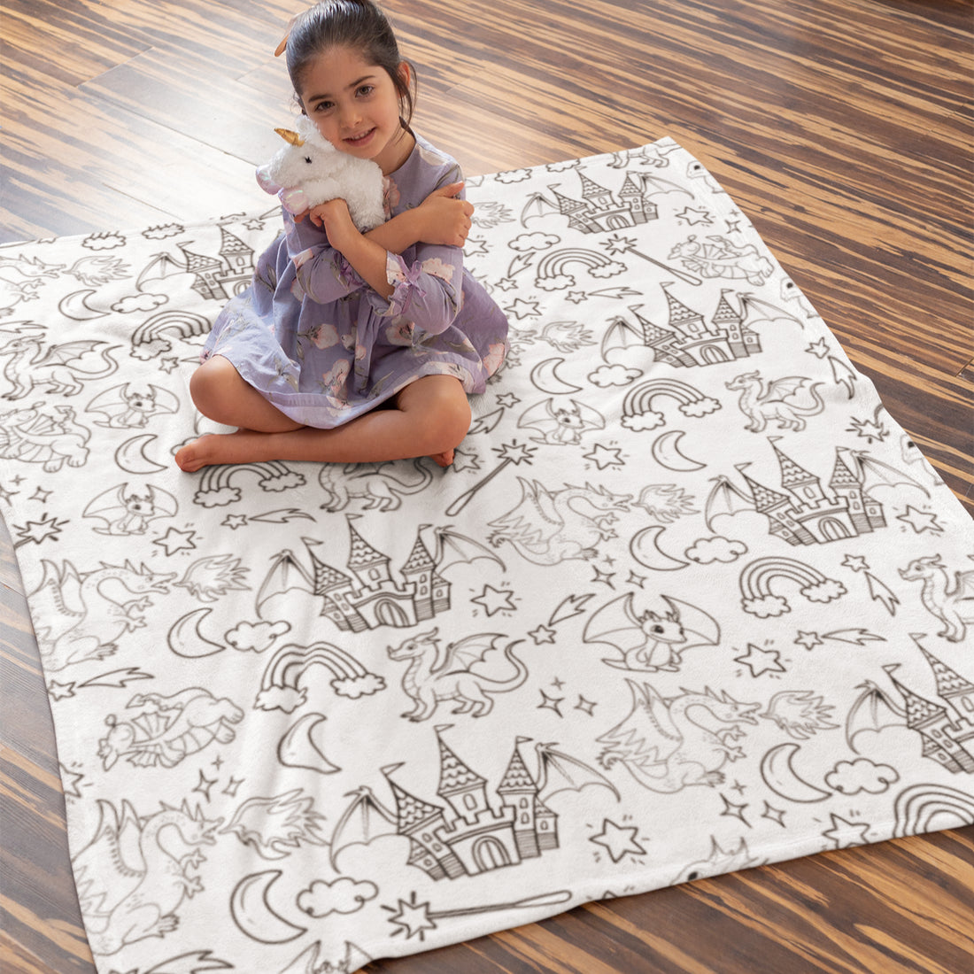 Dragon Girl Coloring Blanket??- Gift for Kids