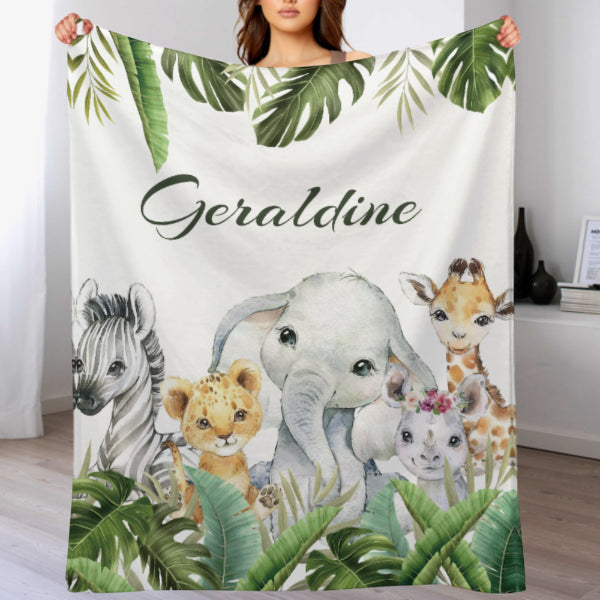 Personalized Jungle Animal Blanket – Gift for Baby_8809