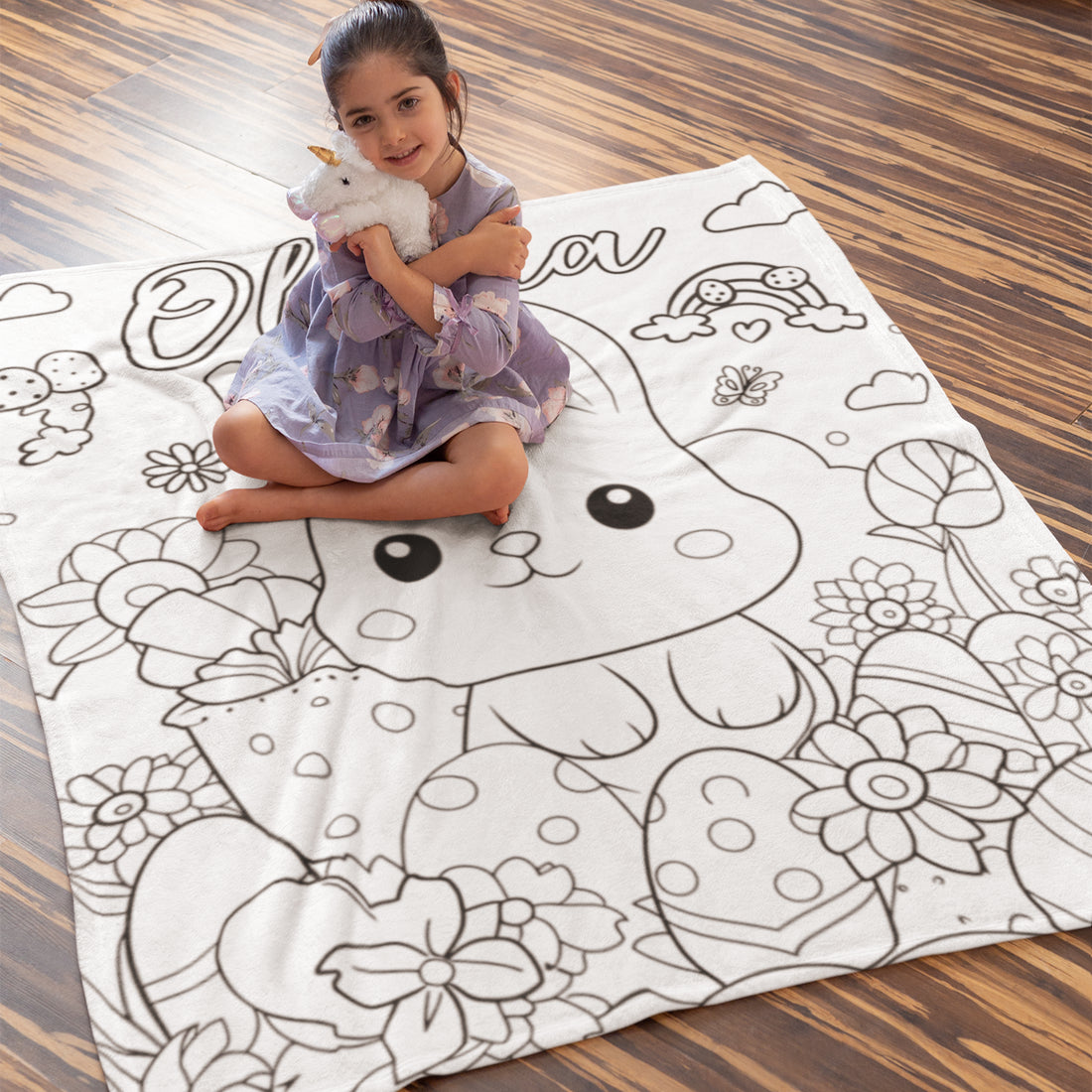 Personalized Cartoon Easter Coloring Blankets??- Gift for Kids