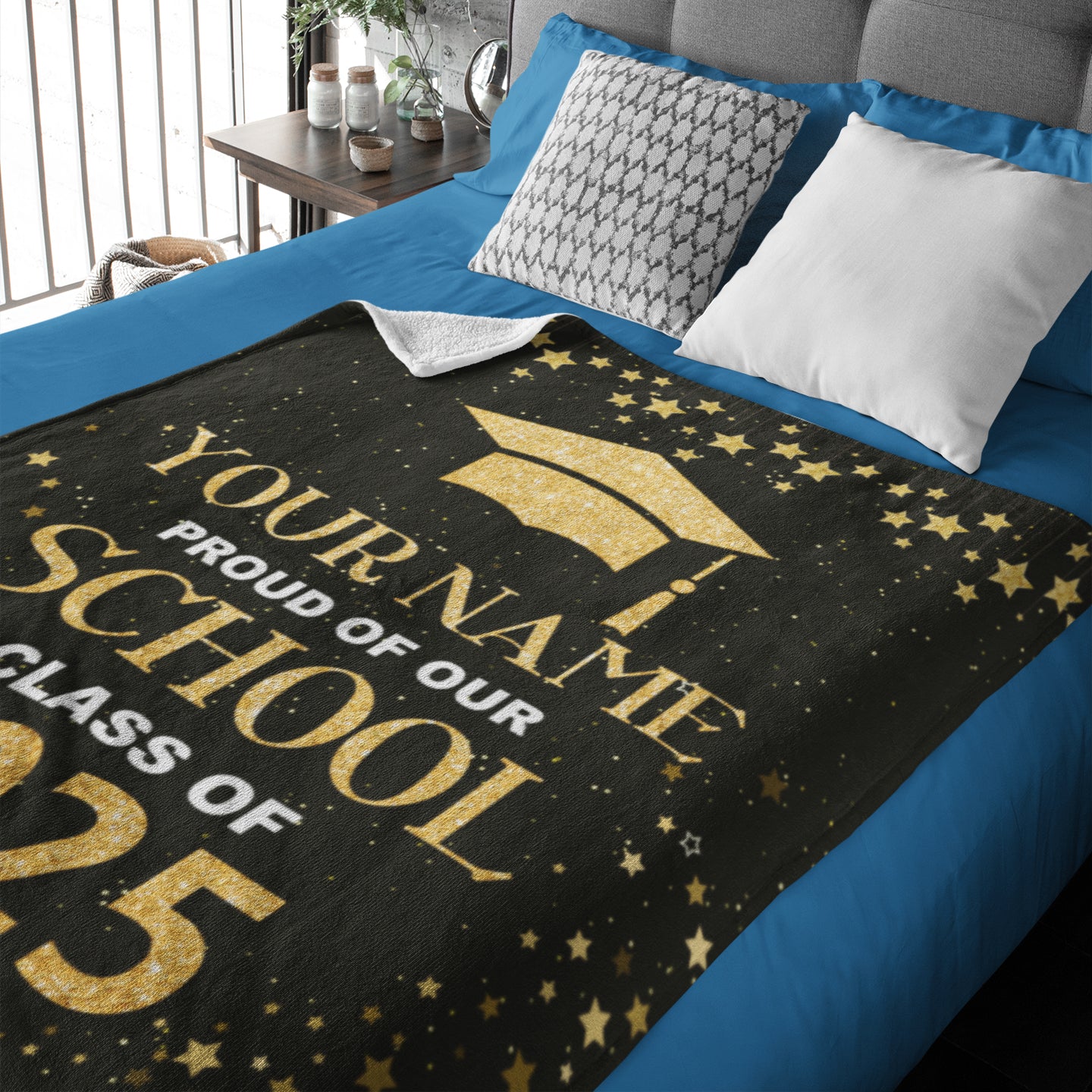 Personalized Graduation Stars Name Blankets - Graduation Gift