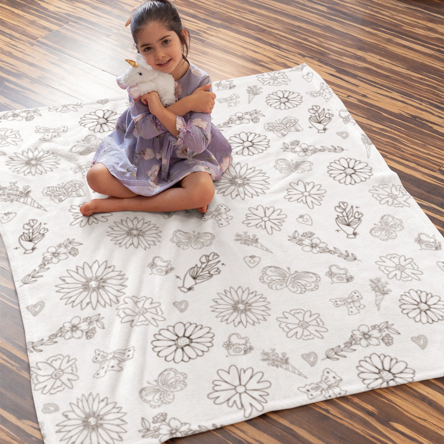 Children's Coloring Flower And Plant Blanket??- Gifts for Kids