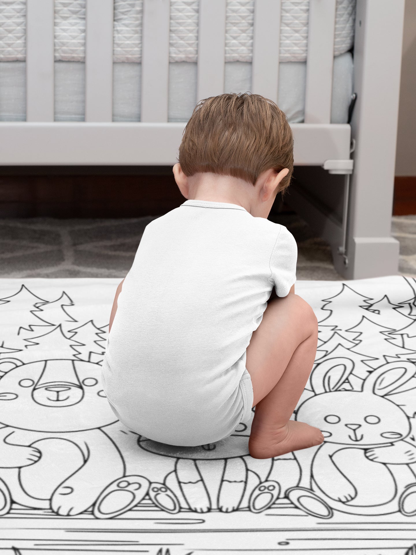Personalized Paintbrush Doodle Forest Animal Coloring Blanket??- Gift for Kids